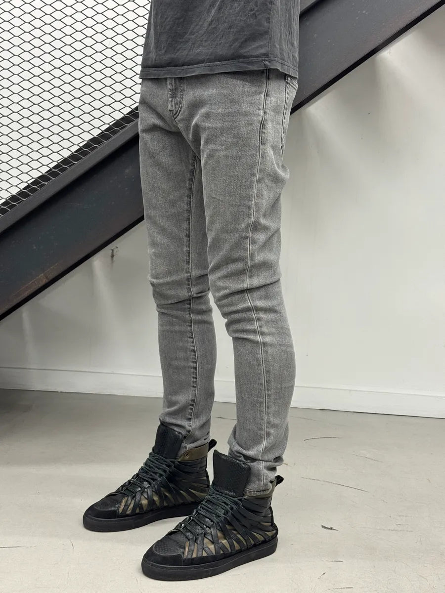 Saint Laurent Washed Grey Denim Washed Slim Jeans rZqcLIXl 2