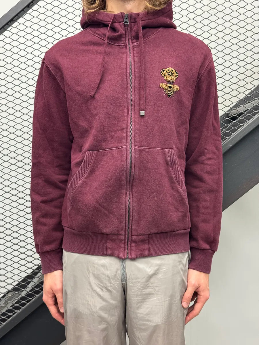 2010s Dolce & Gabbana Burgundy Embroidered Zip-up Hoodie OwyxaUkV 0