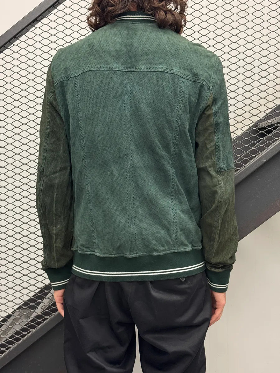 2000s Dolce & Gabbana Green Leather Perforated Bomber Jacket NOrOwxCL 2