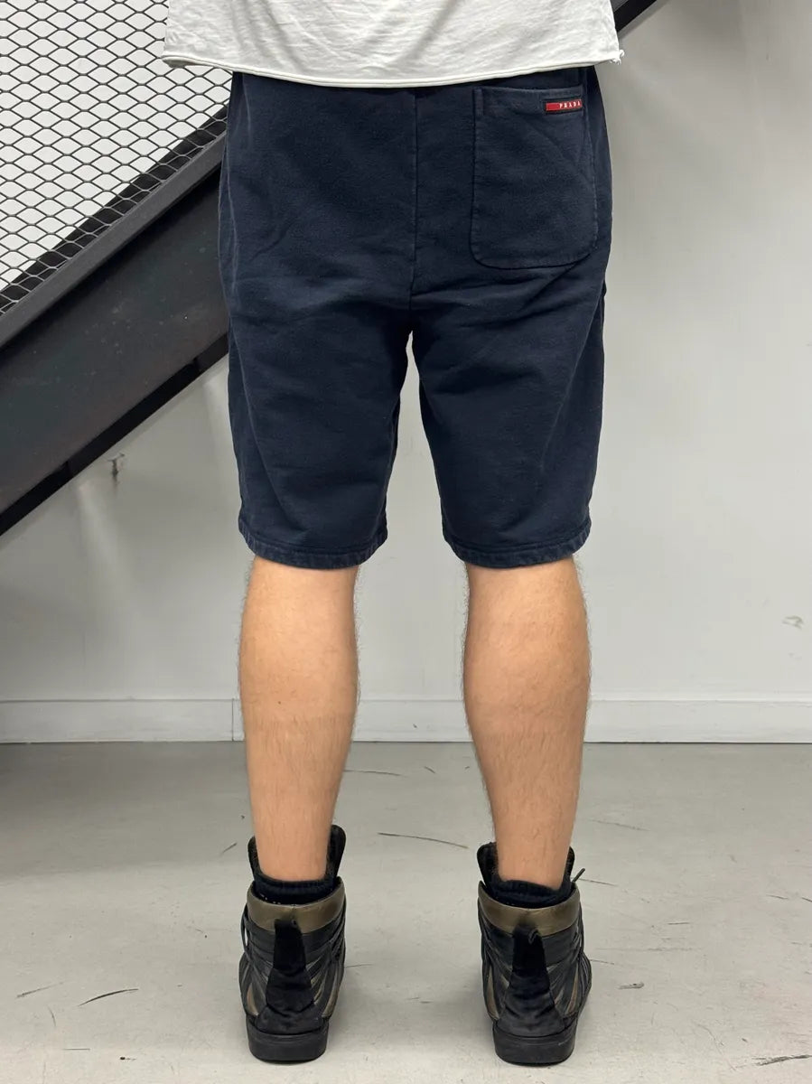 SS2015 Prada Navy Cozy Jersey Linea Rossa Shorts NZADLIHr 3