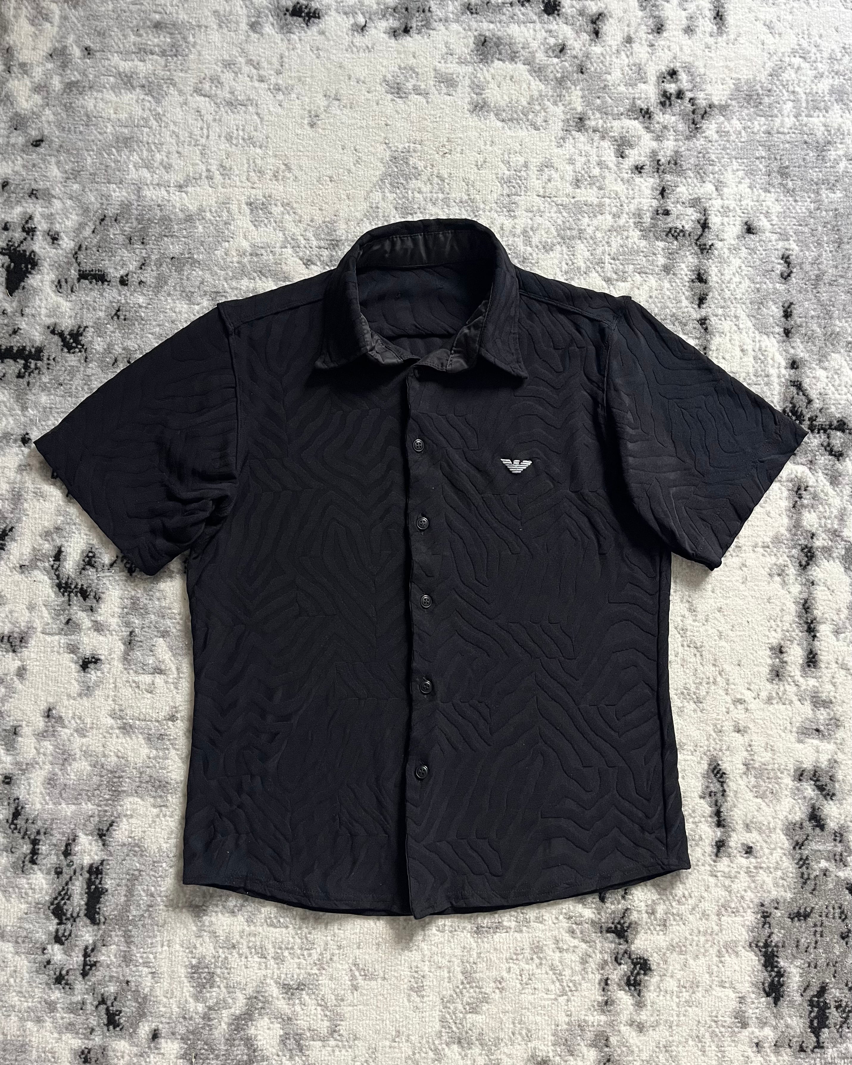 00s アルマーニ ブラック レリーフ マスターピース シャツ (S)