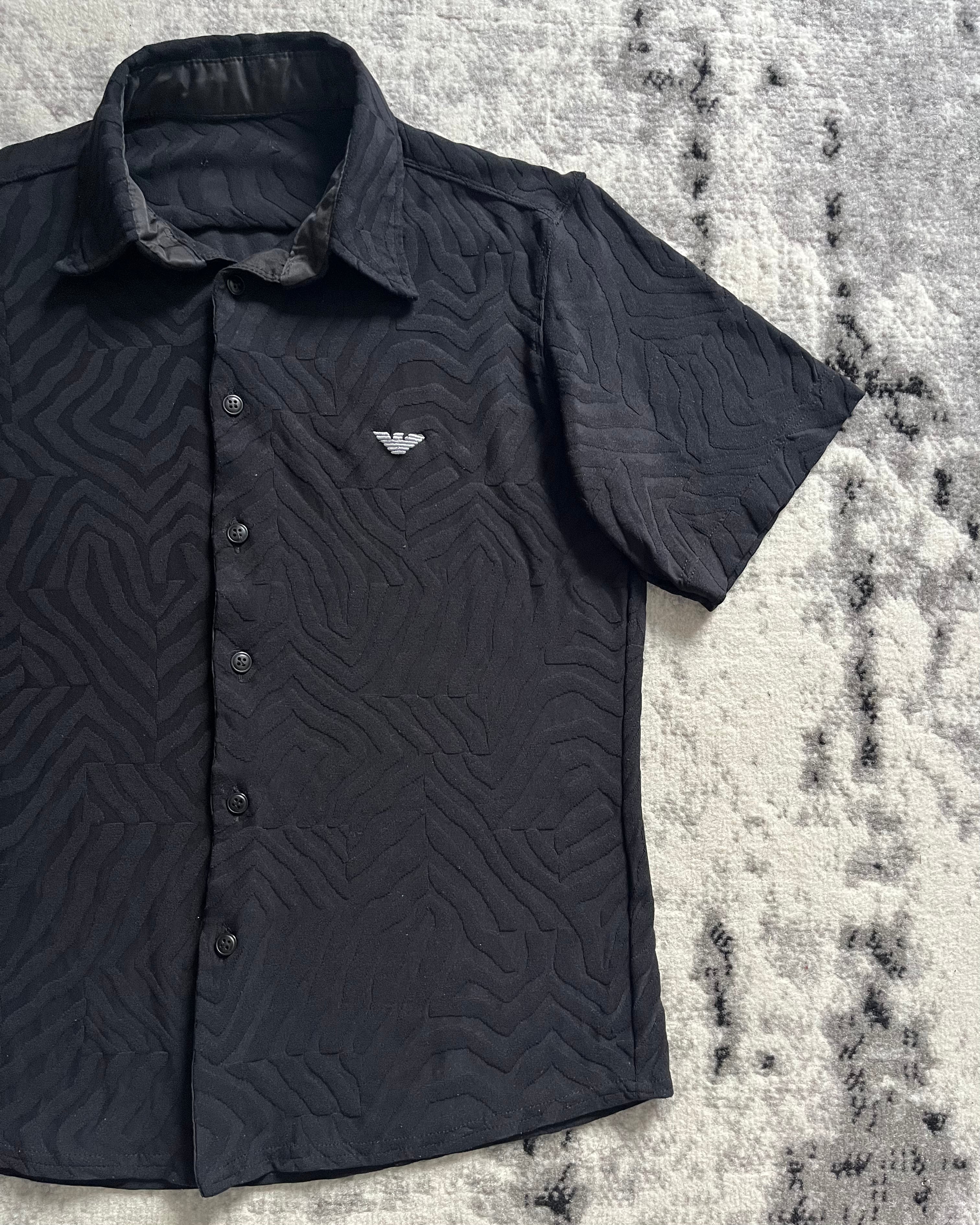 00s アルマーニ ブラック レリーフ マスターピース シャツ (S)