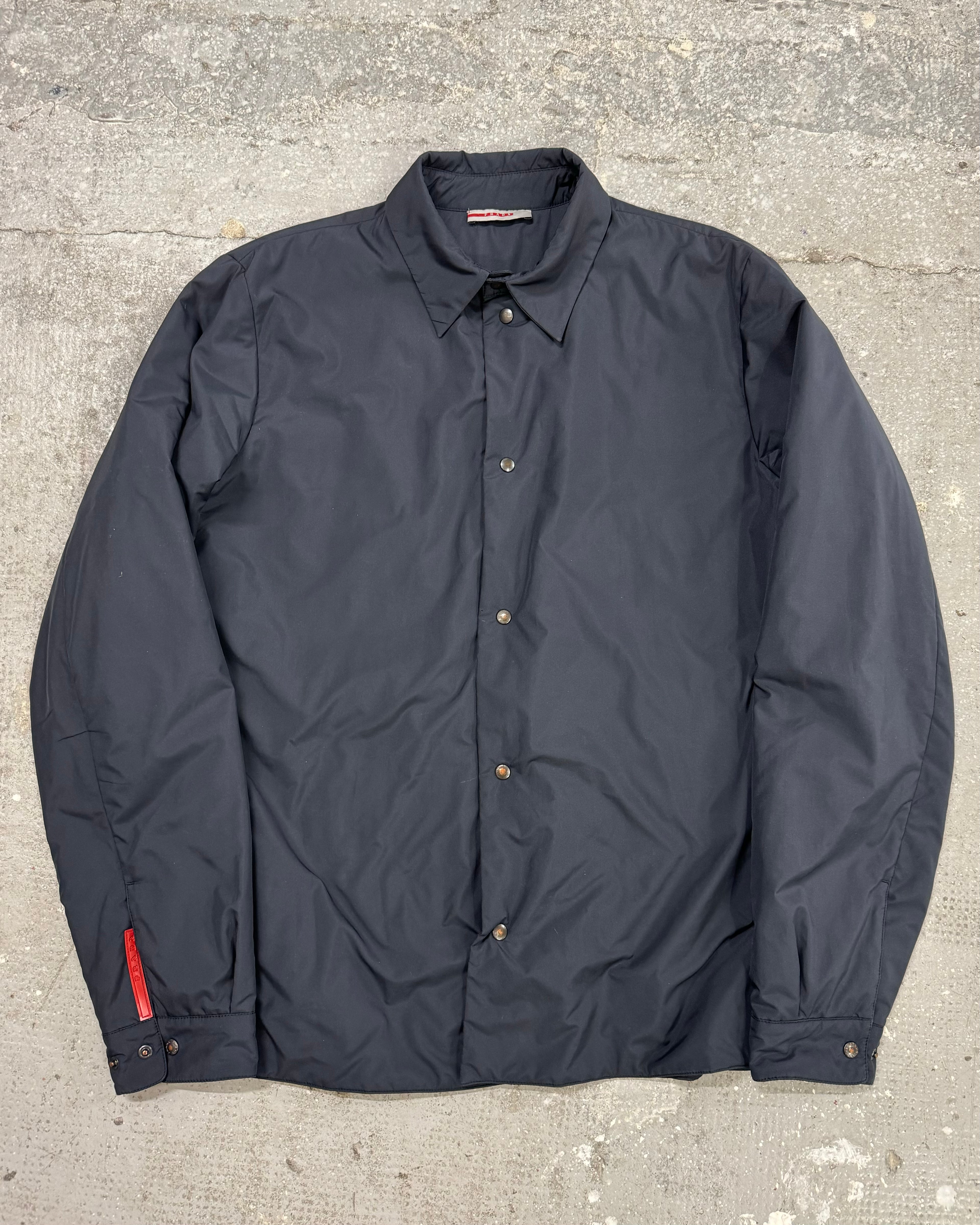 2000s Prada Linea Rossa Tactical Navy Light Buttoned Jacket (M)