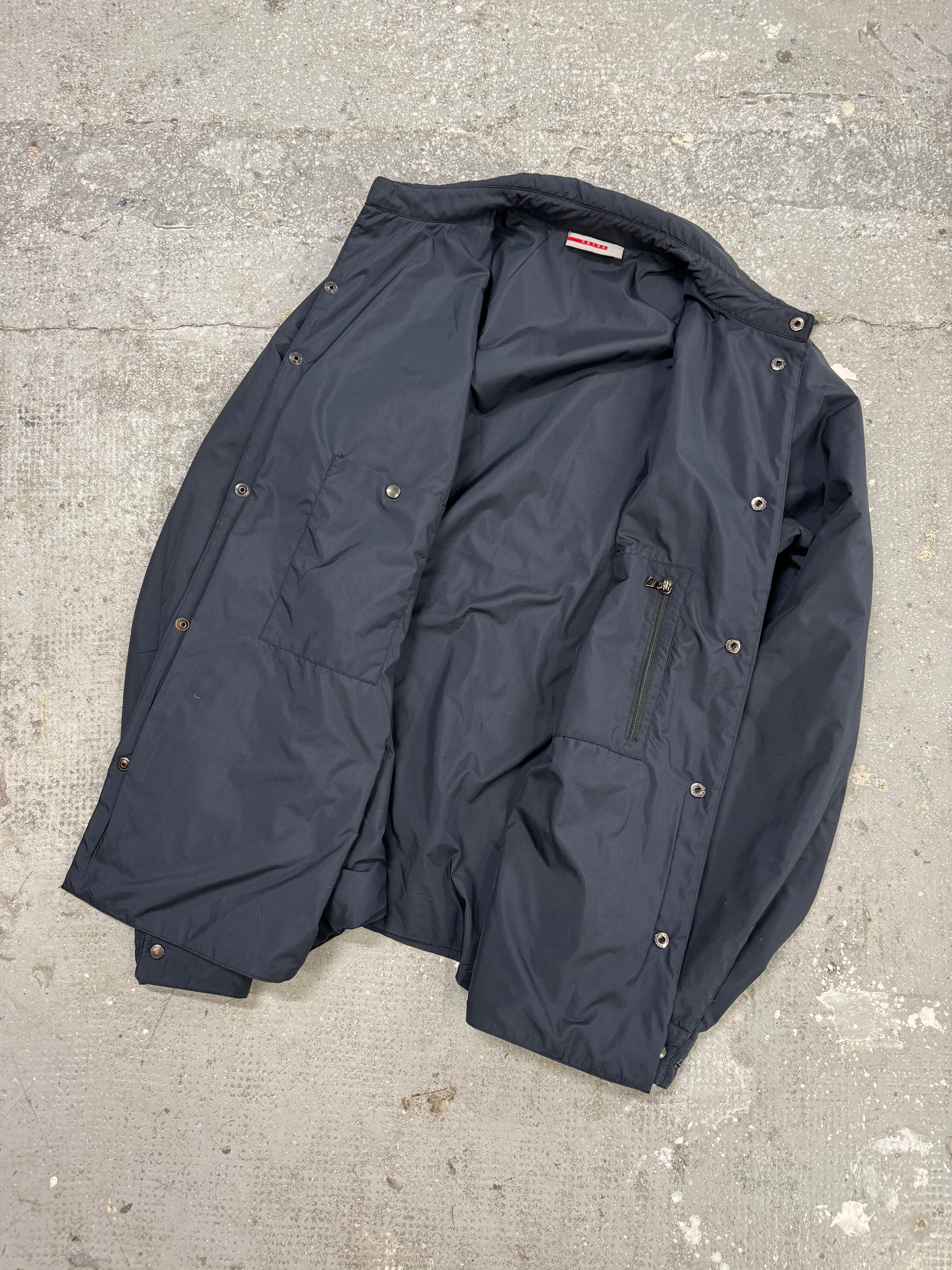2000s Prada Linea Rossa Tactical Navy Light Buttoned Jacket (M)