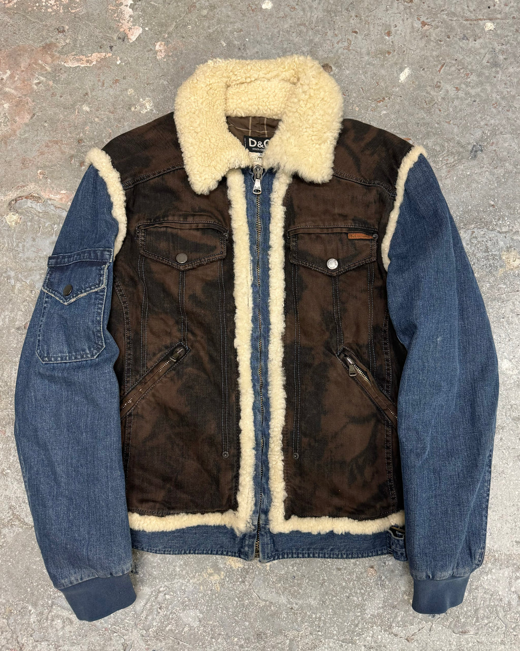 AW2005 Dolce & Gabbana Shearling Denim Leather Jacket (M/L)