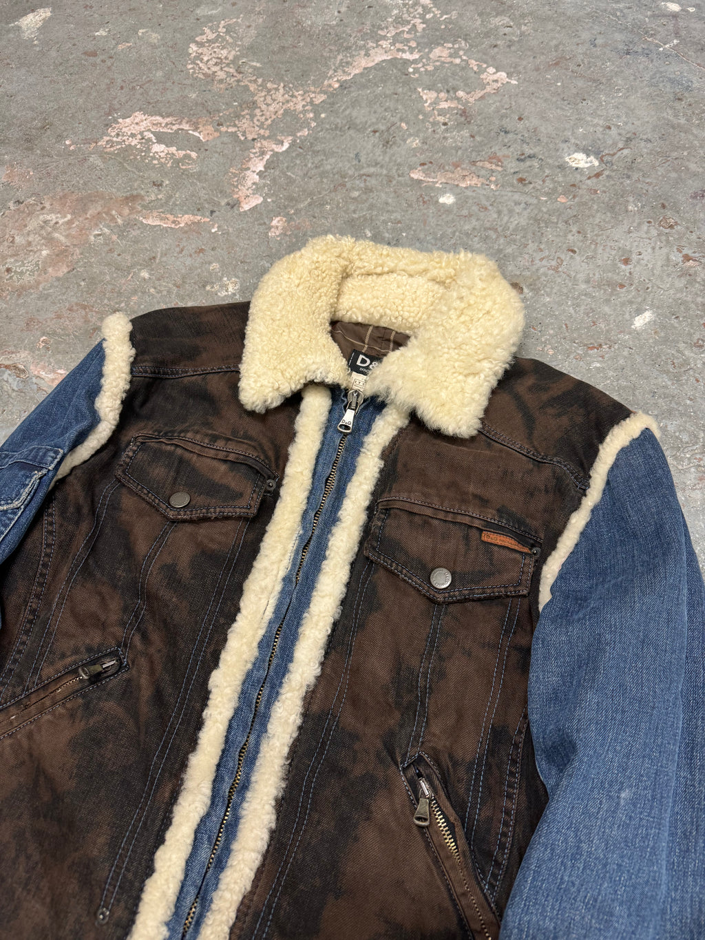 AW2005 Dolce & Gabbana Shearling Denim Leather Jacket (M/L)