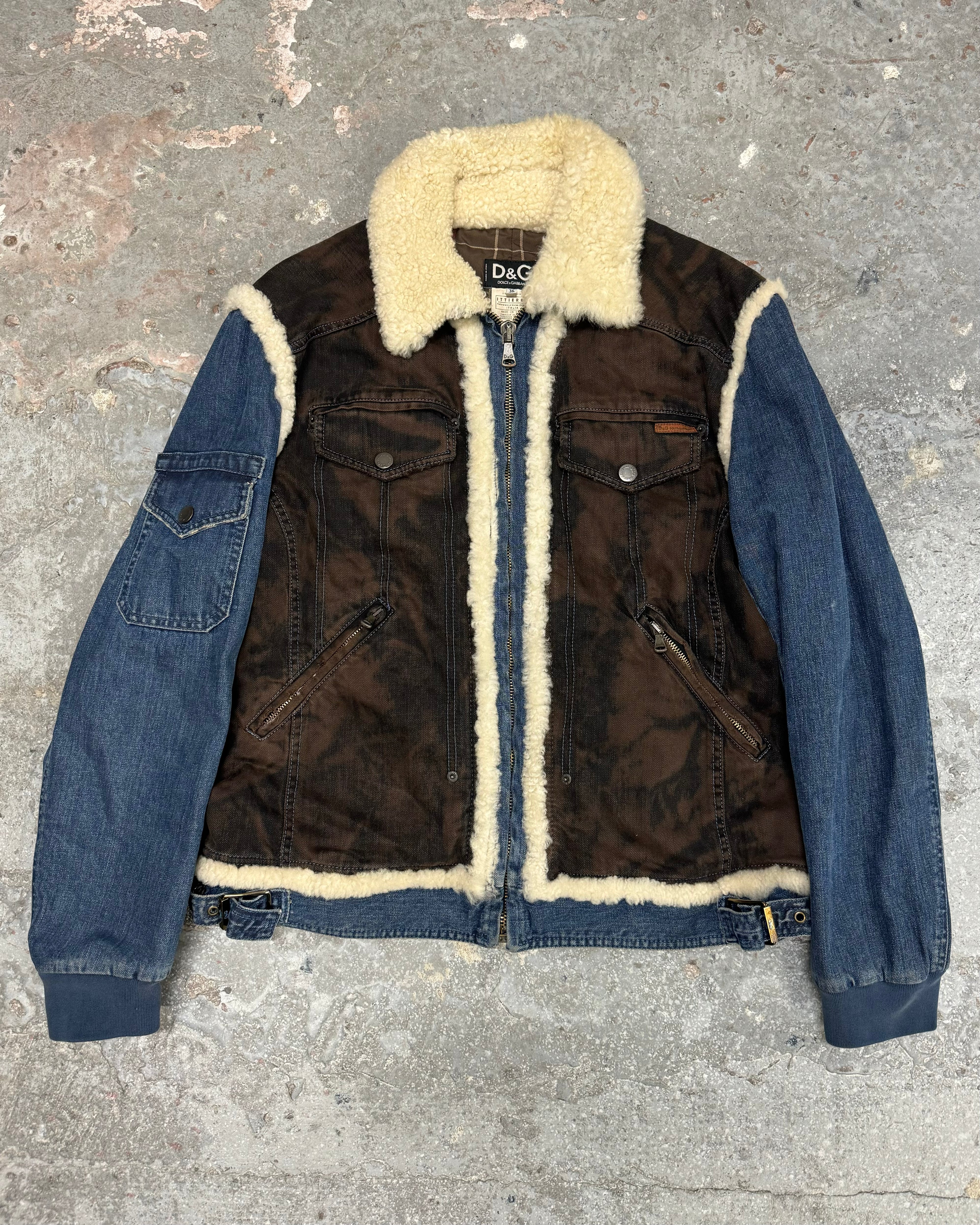 AW2005 Dolce & Gabbana Shearling Denim Leather Jacket (M/L)