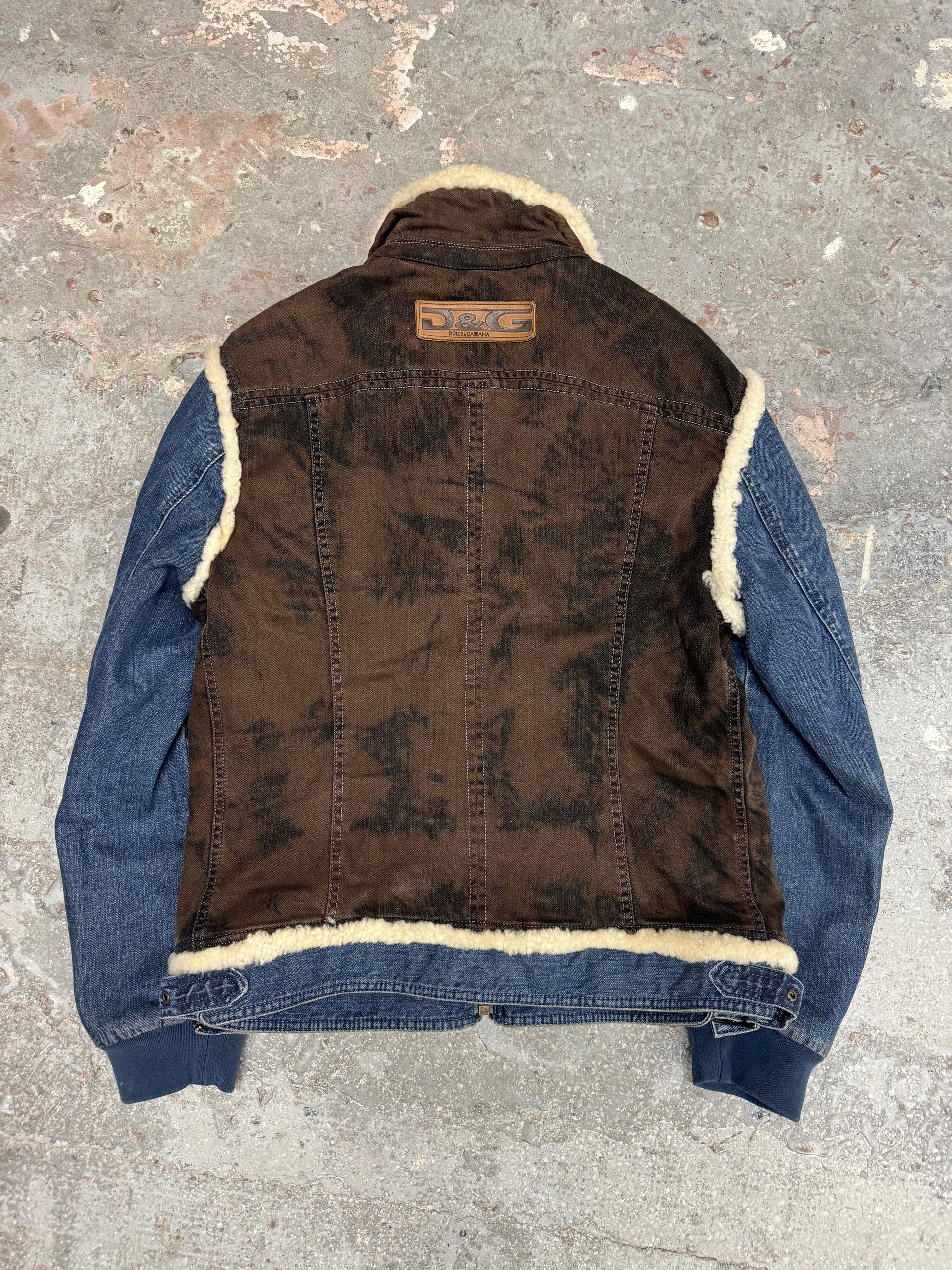 AW2005 Dolce & Gabbana Shearling Denim Leather Jacket (M/L 