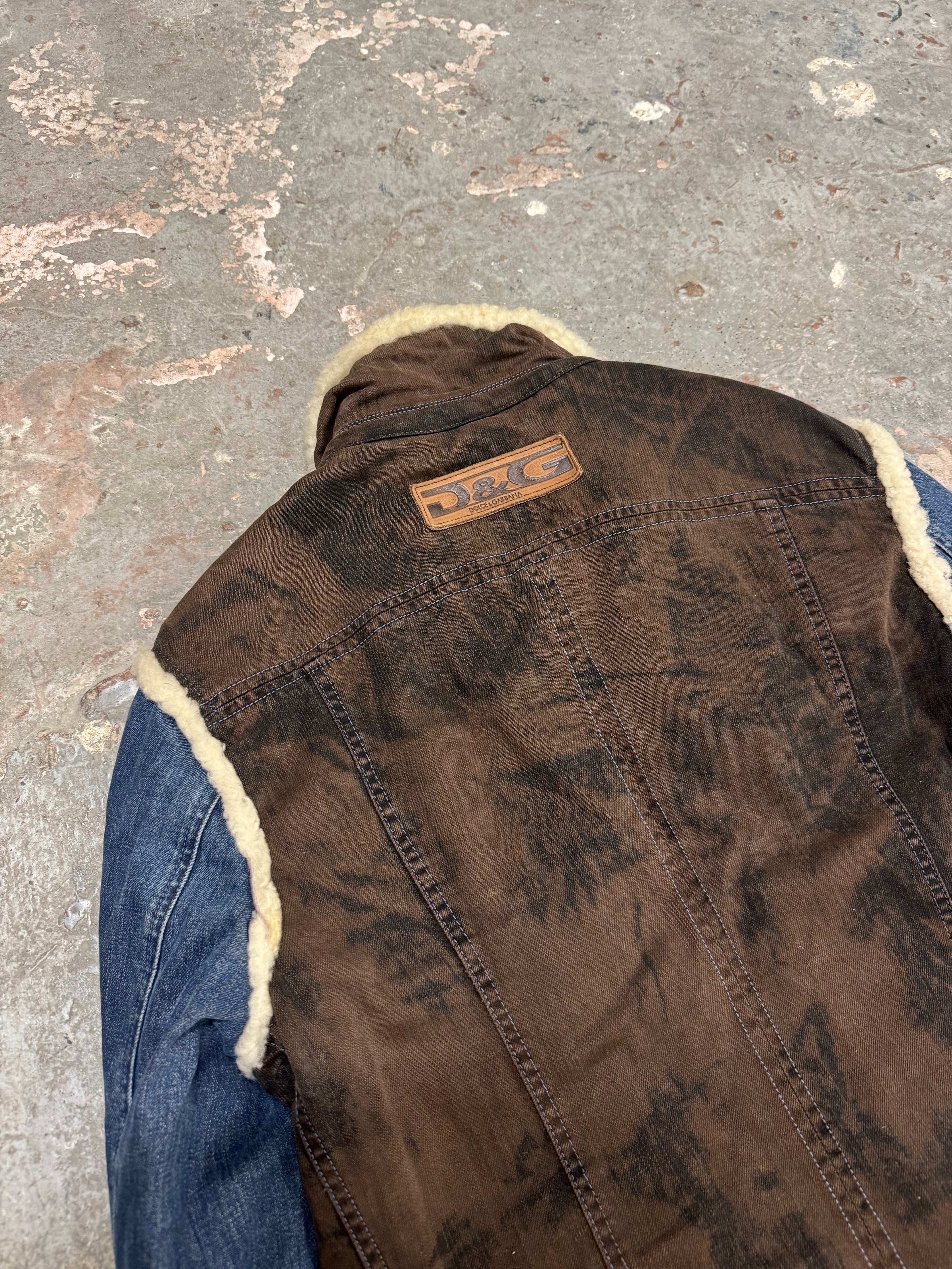 AW2005 Dolce & Gabbana Shearling Denim Leather Jacket (M/L)
