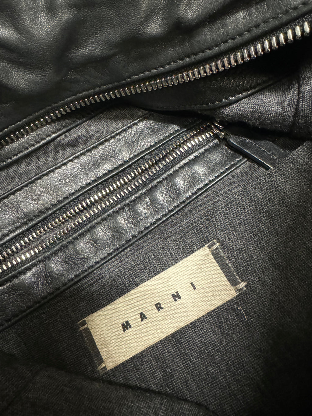 Marni Rock Embellished Black Leather Metallic Avant-Garde Bag (OS)