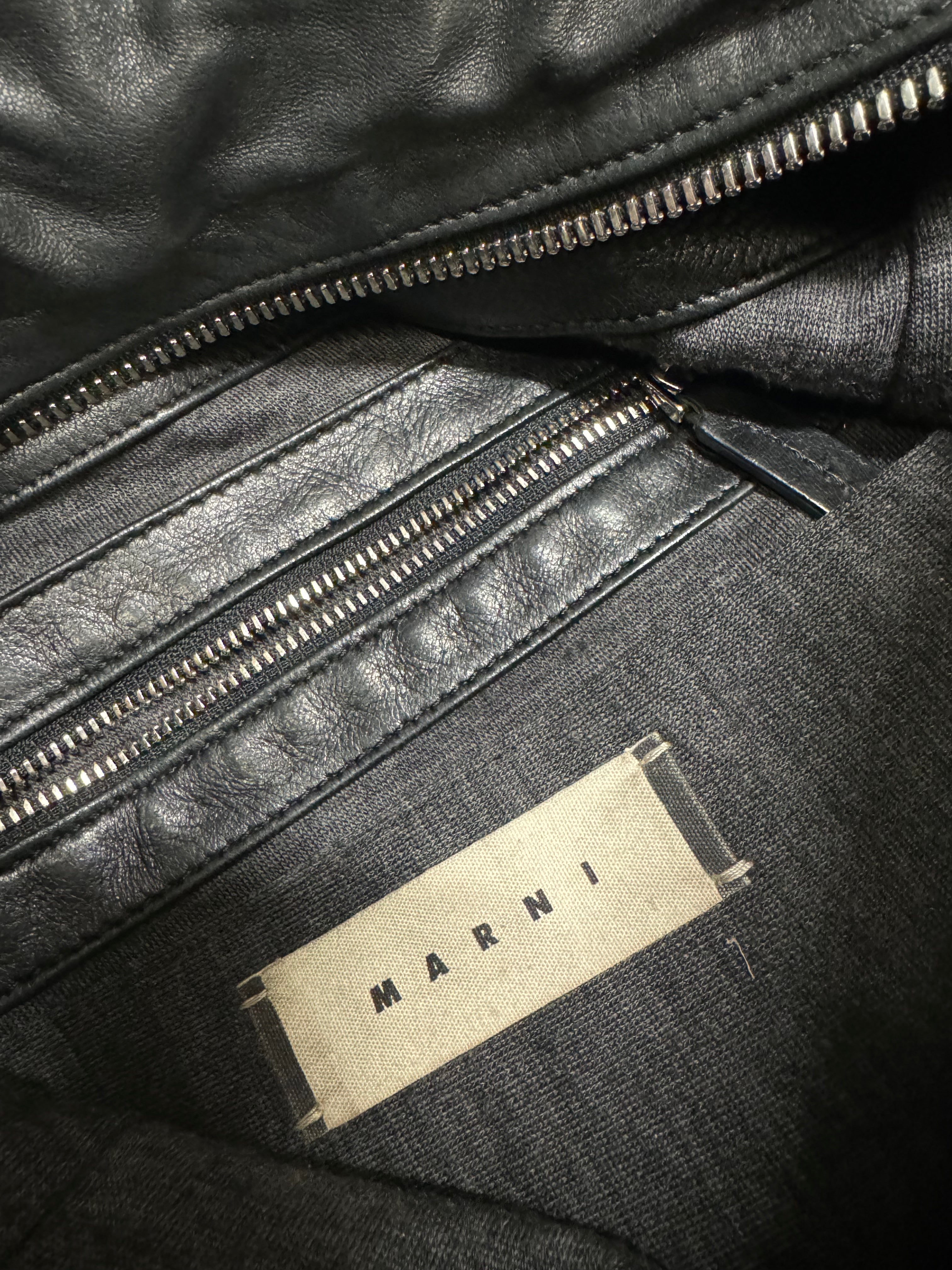 Marni Rock Embellished Black Leather Metallic Avant-Garde Bag (OS)
