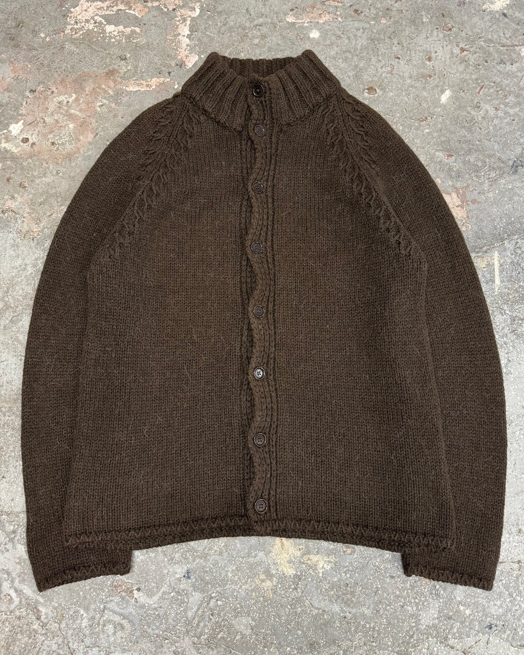 AW1999 Dolce & Gabbana Brown Wool Alpaca Button-Up Sweater (L)
