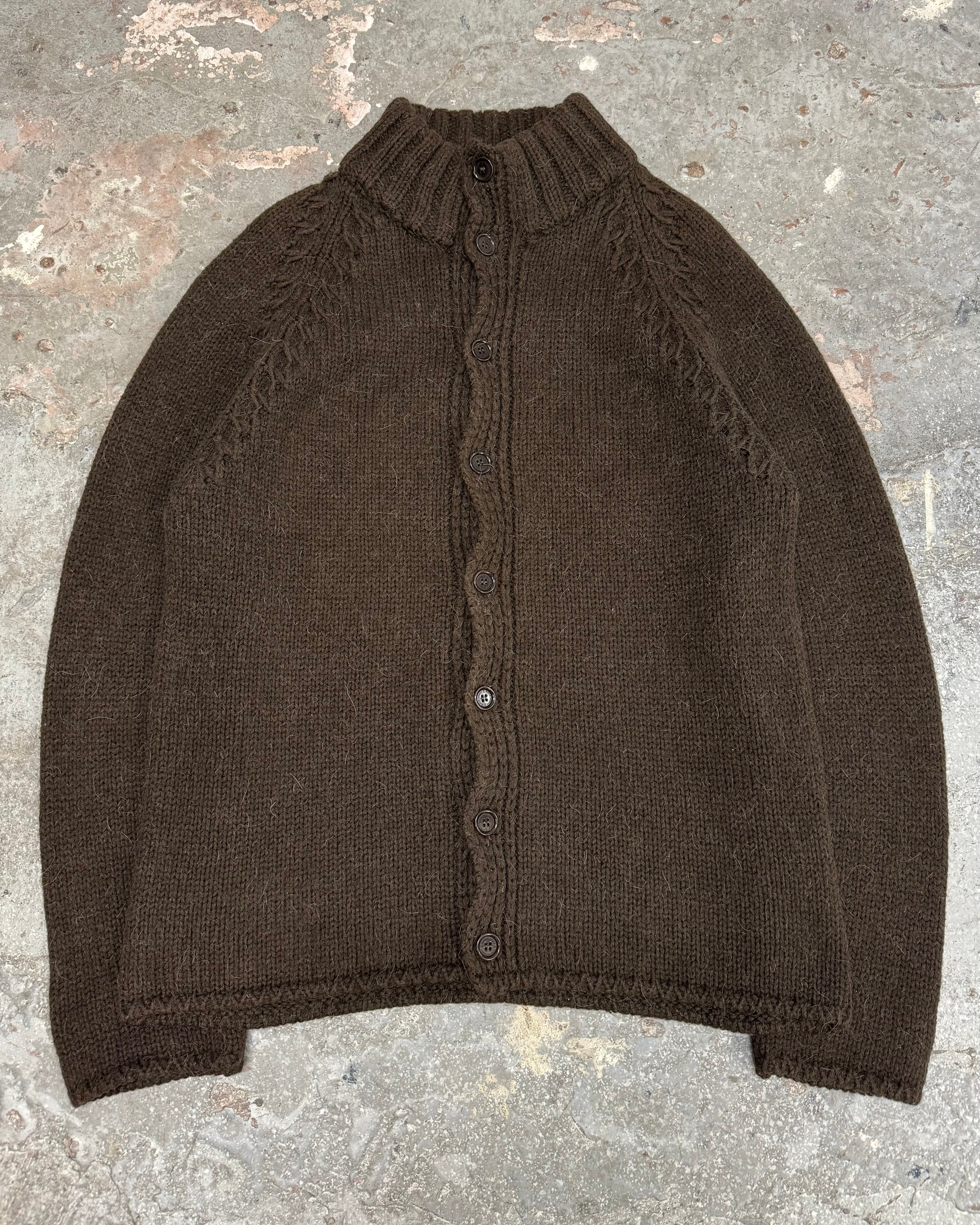 AW1999 Dolce & Gabbana Brown Wool Alpaca Button-Up Sweater (L)