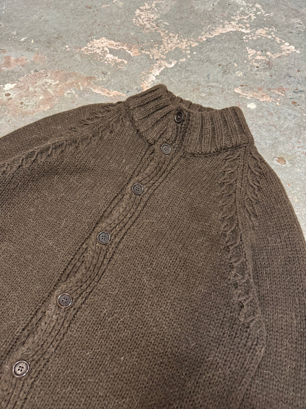 AW1999 Dolce & Gabbana Brown Wool Alpaca Button-Up Sweater (L)