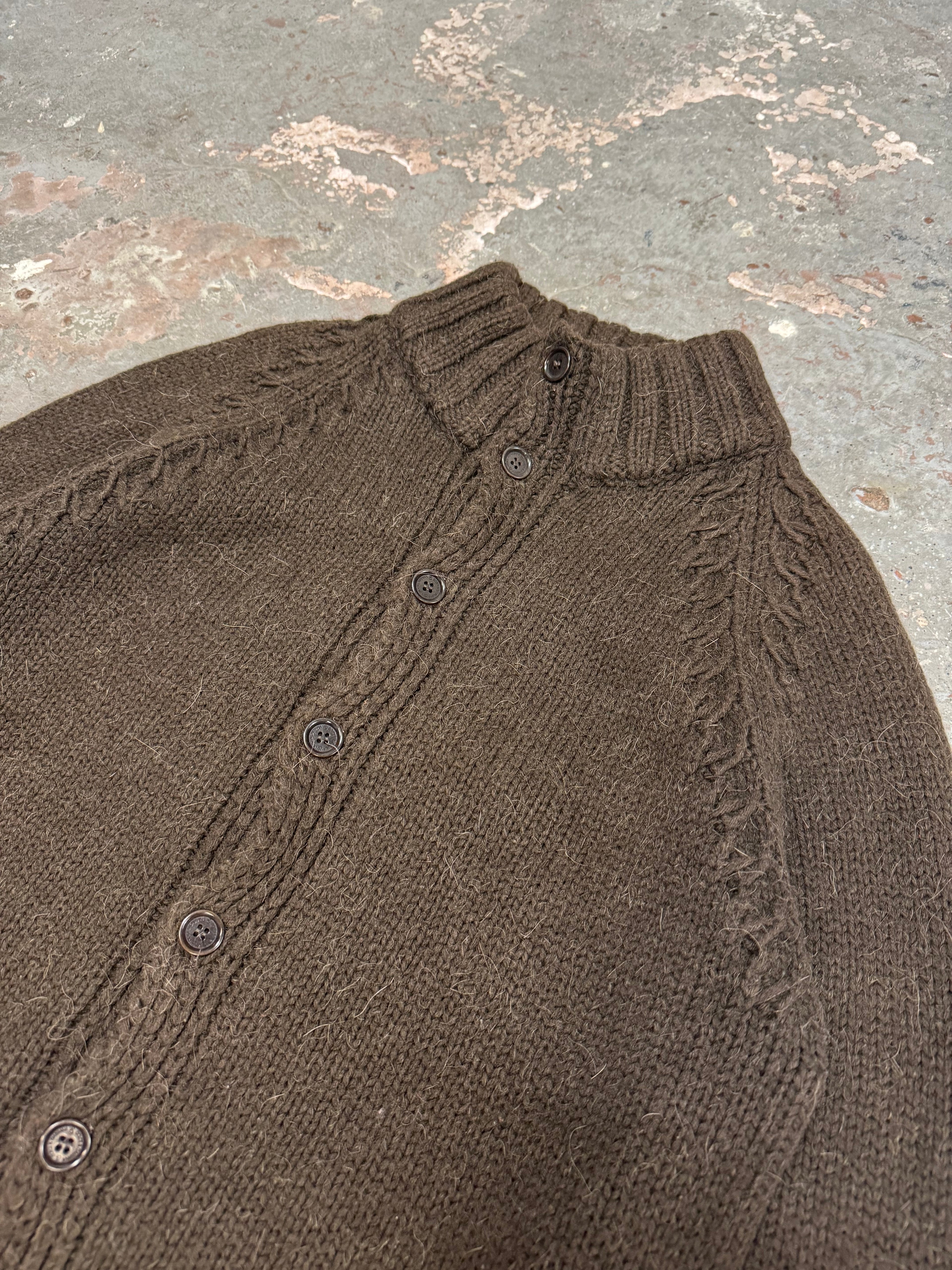 AW1999 Dolce & Gabbana Brown Wool Alpaca Button-Up Sweater (L)