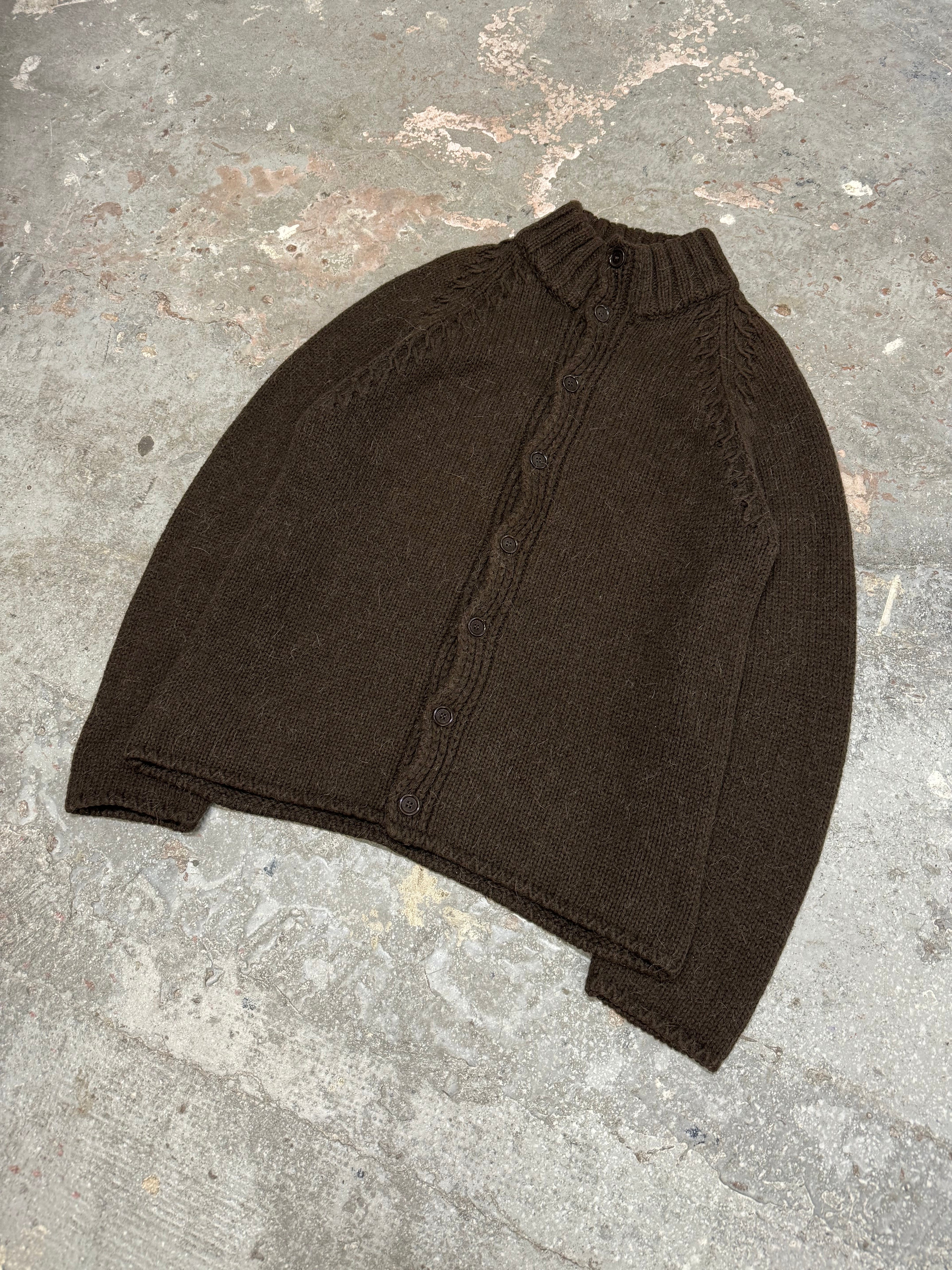 AW1999 Dolce & Gabbana Brown Wool Alpaca Button-Up Sweater (L)