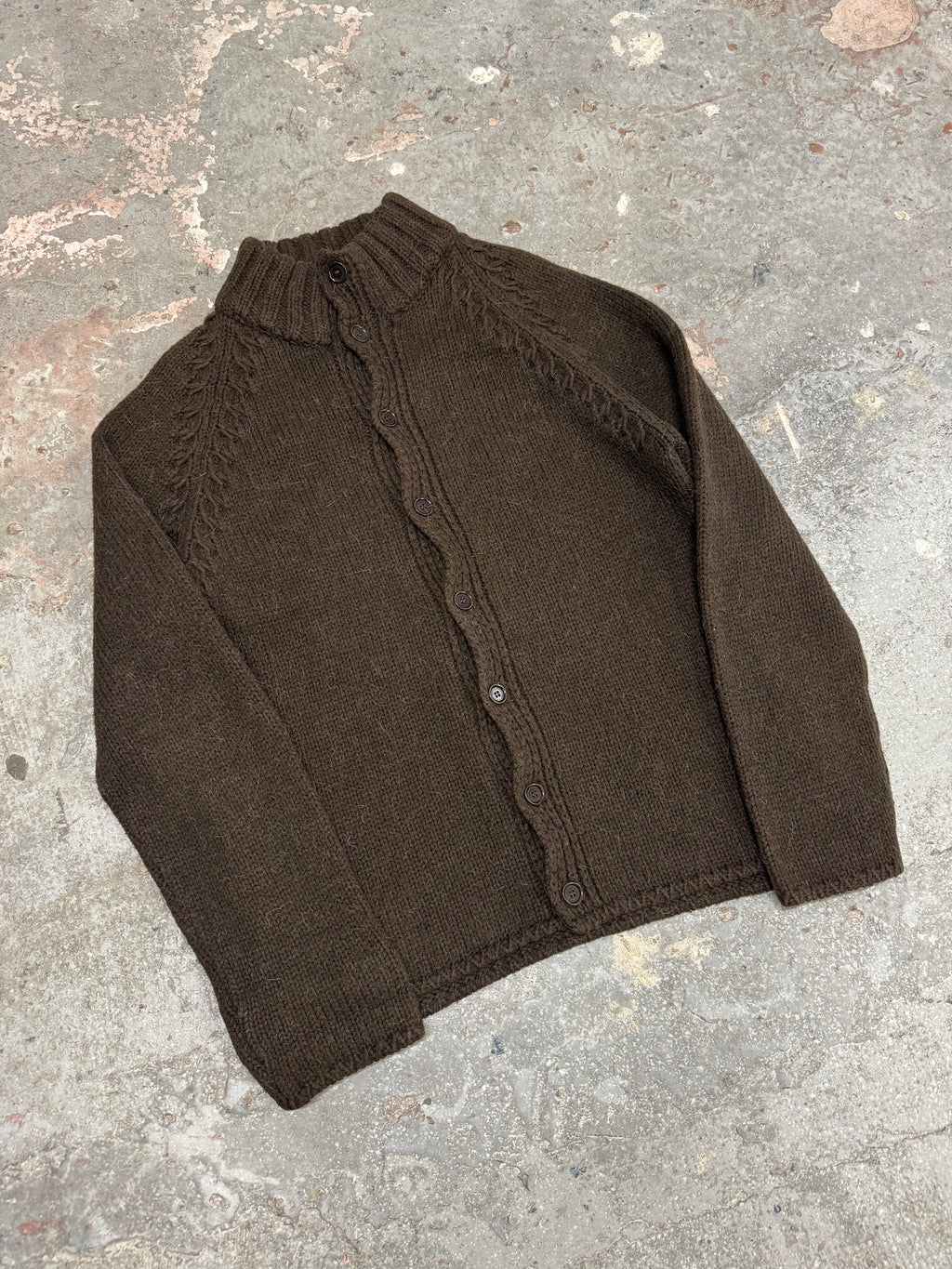 AW1999 Dolce & Gabbana Brown Wool Alpaca Button-Up Sweater (L)