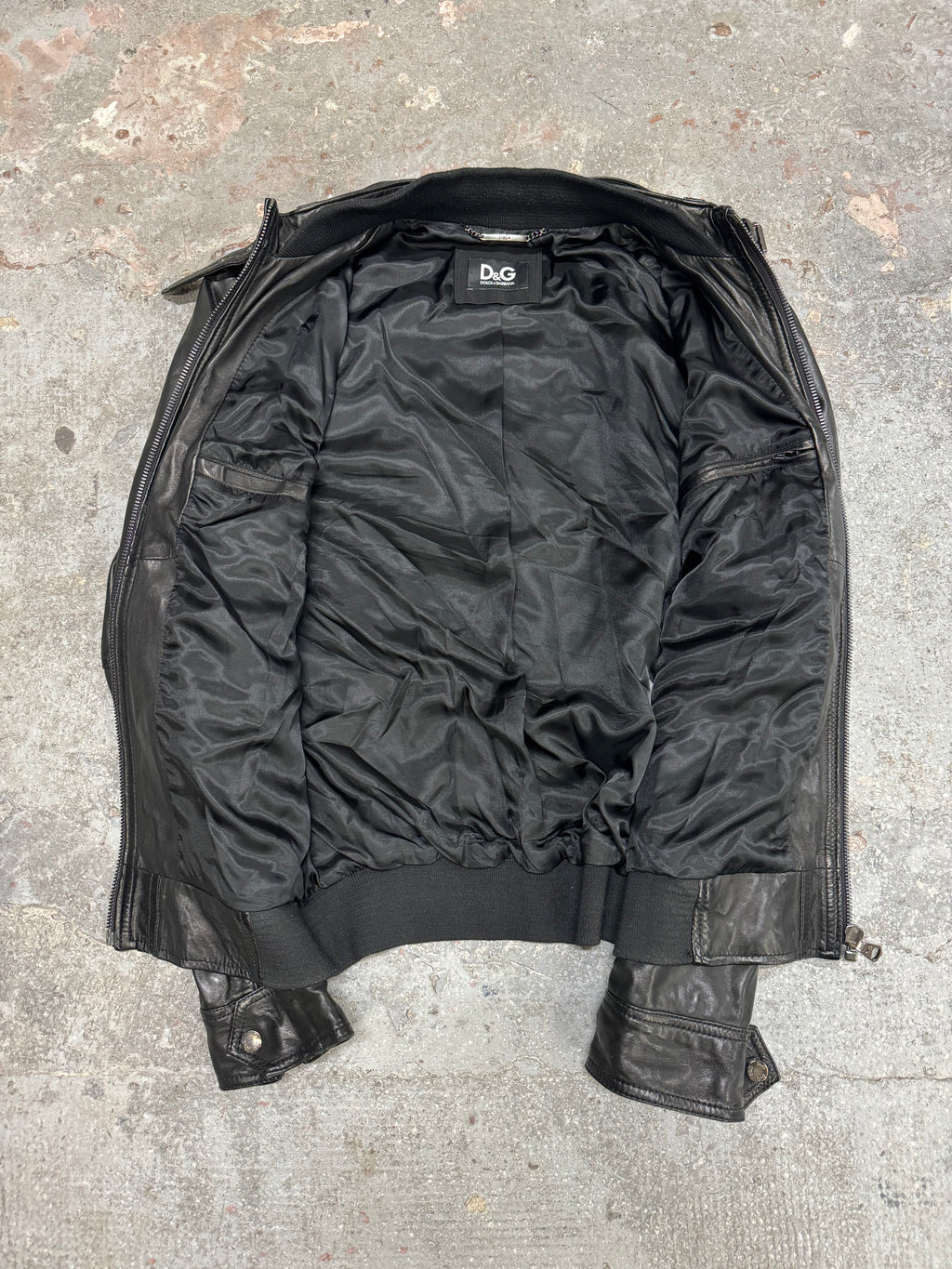 AW2005 dolce gabbana black leather jacket (L)