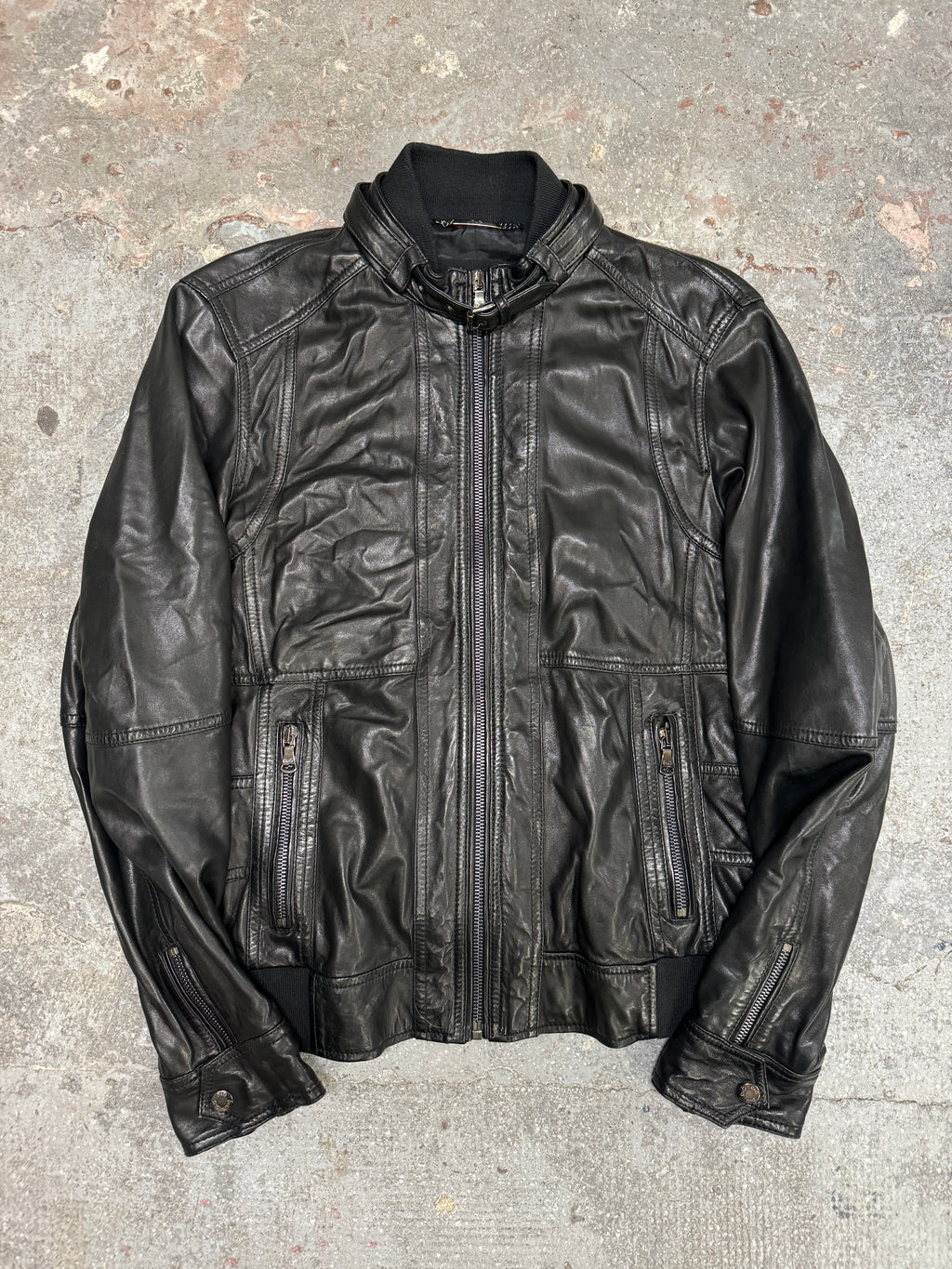AW2005 dolce gabbana black leather jacket (L)