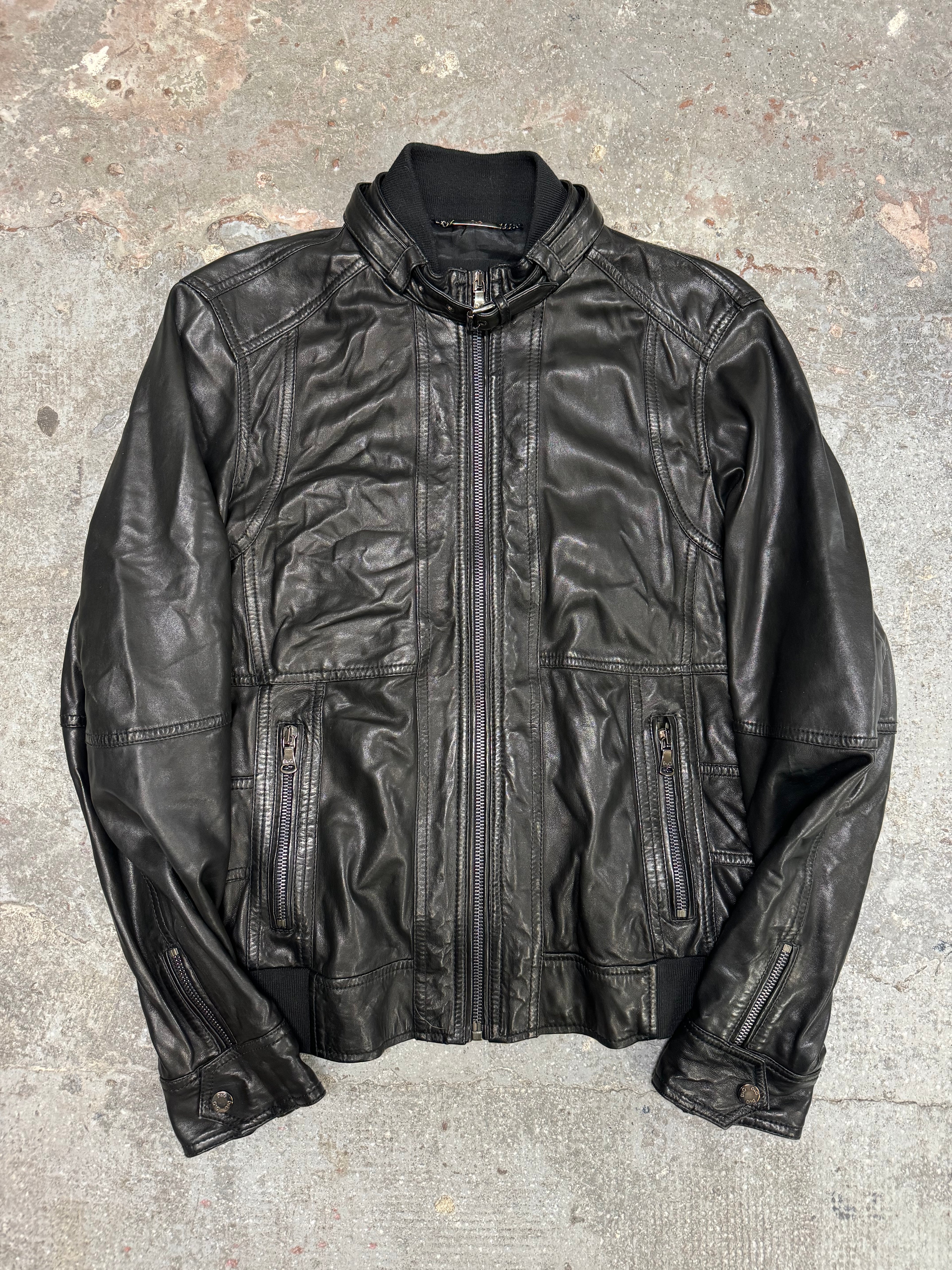 AW2005 dolce gabbana black leather jacket (L)