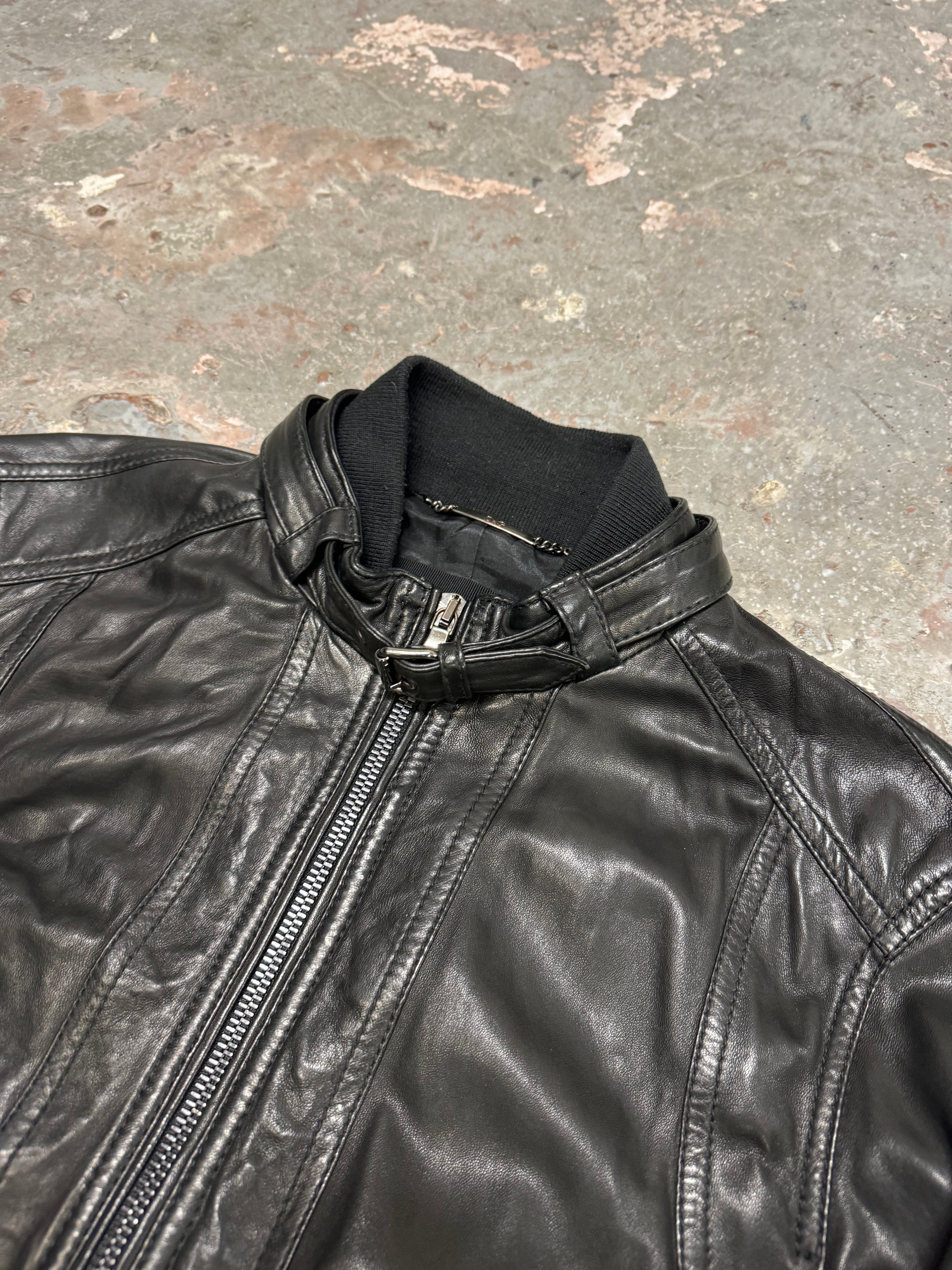 AW2005 dolce gabbana black leather jacket (L)