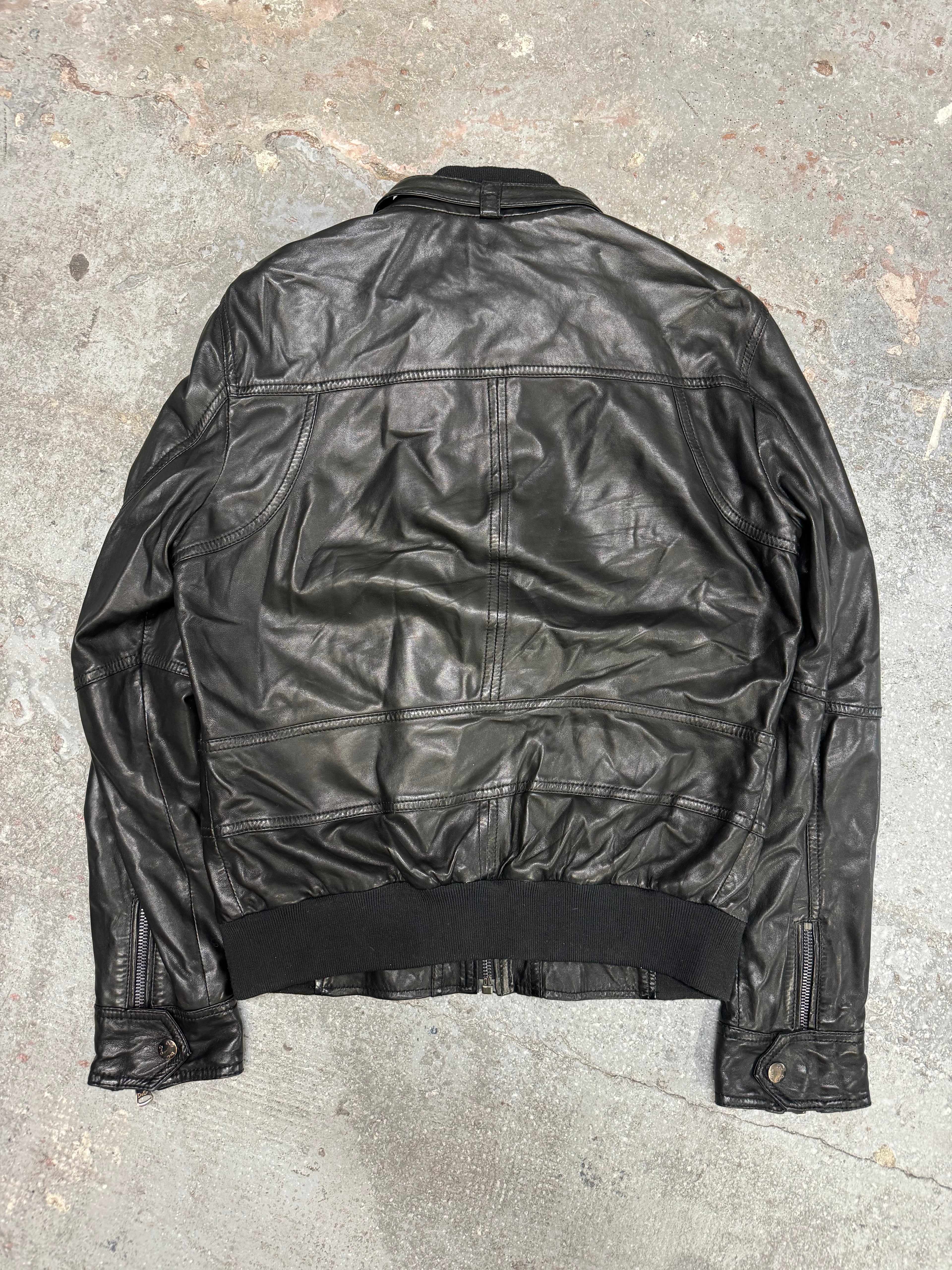 AW2005 dolce gabbana black leather jacket (L)