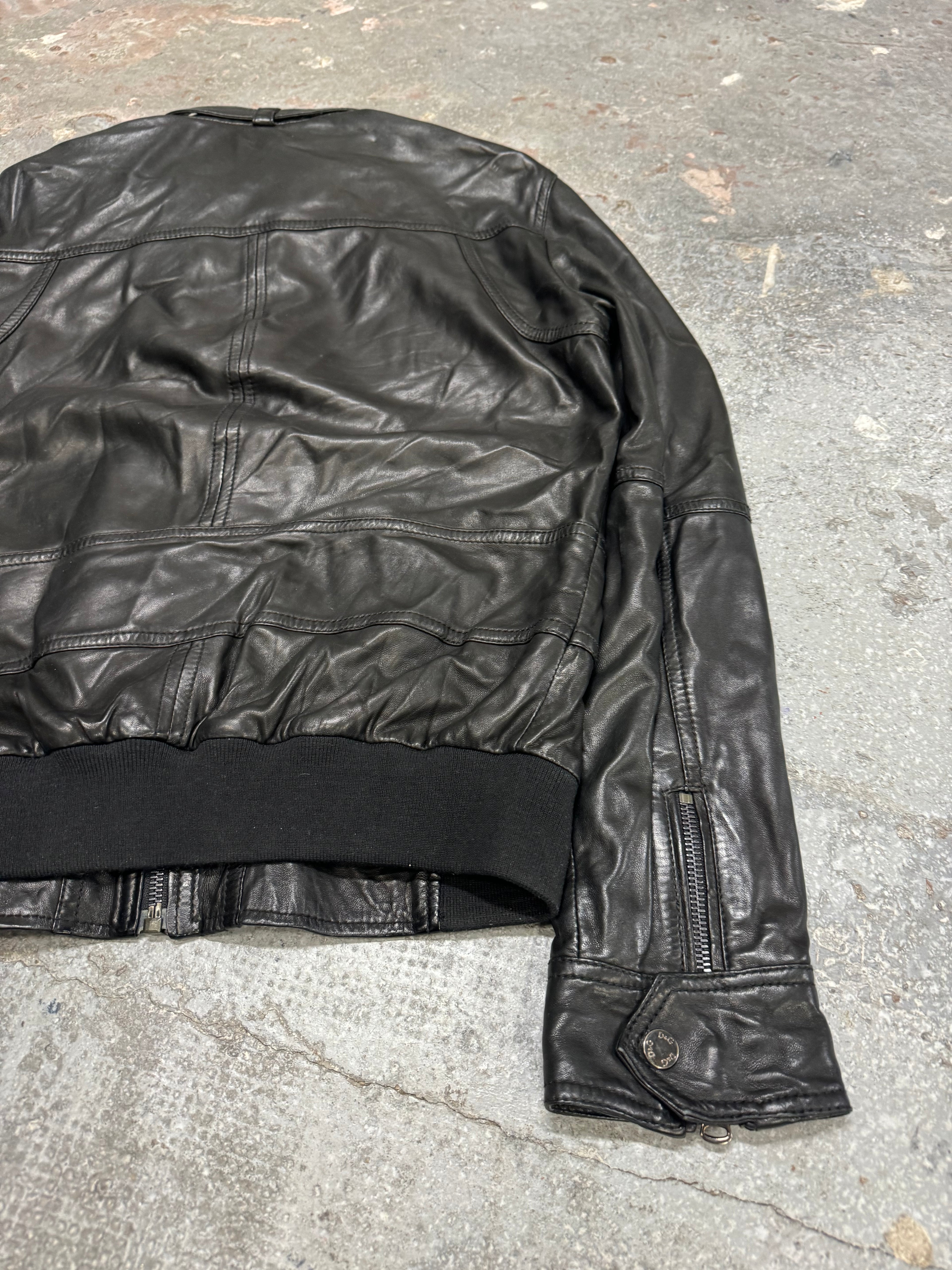 AW2005 dolce gabbana black leather jacket (L)