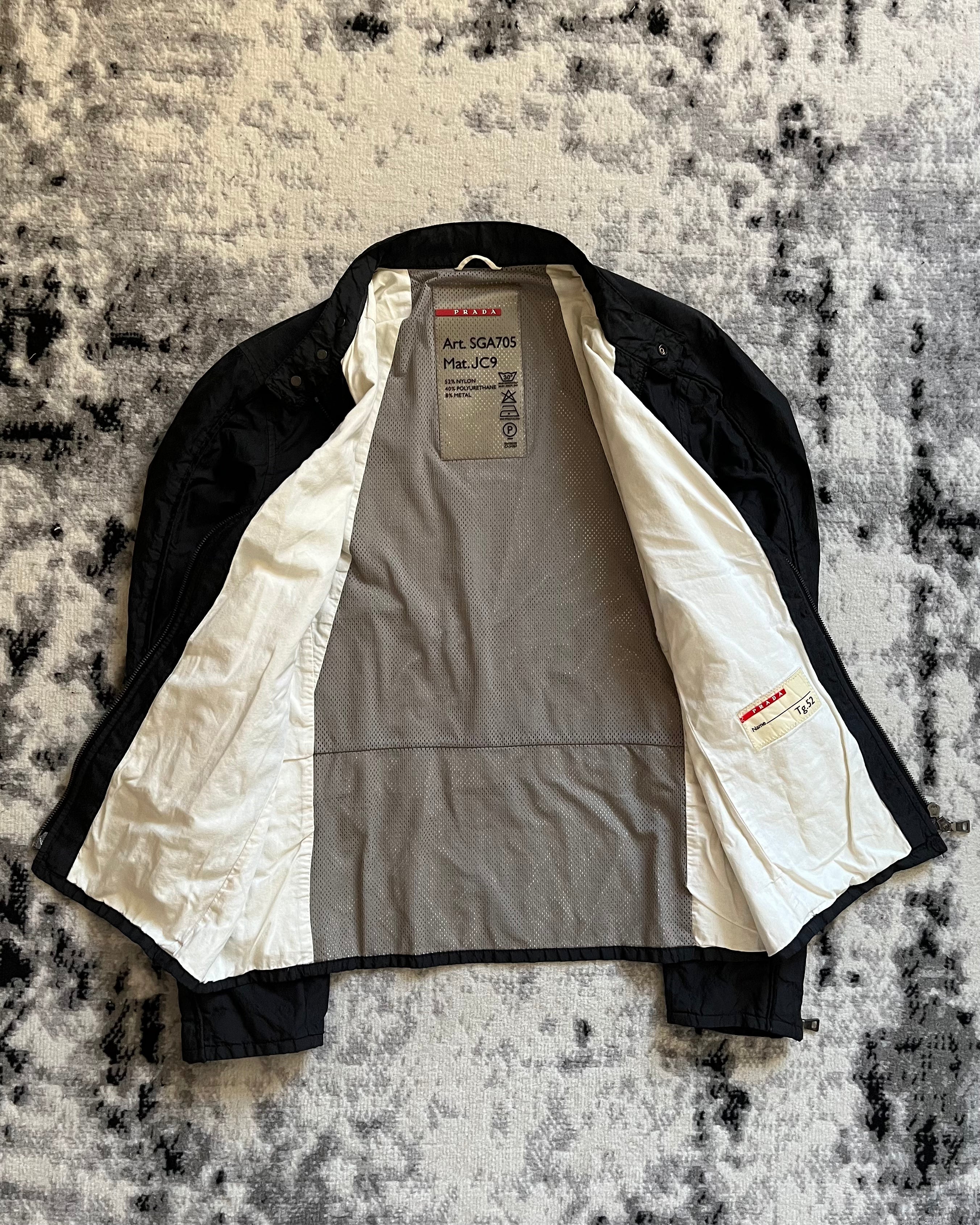 00s プラダ バイカー ナイロン シャドウ ブラック メタル ジャケット (M/L)