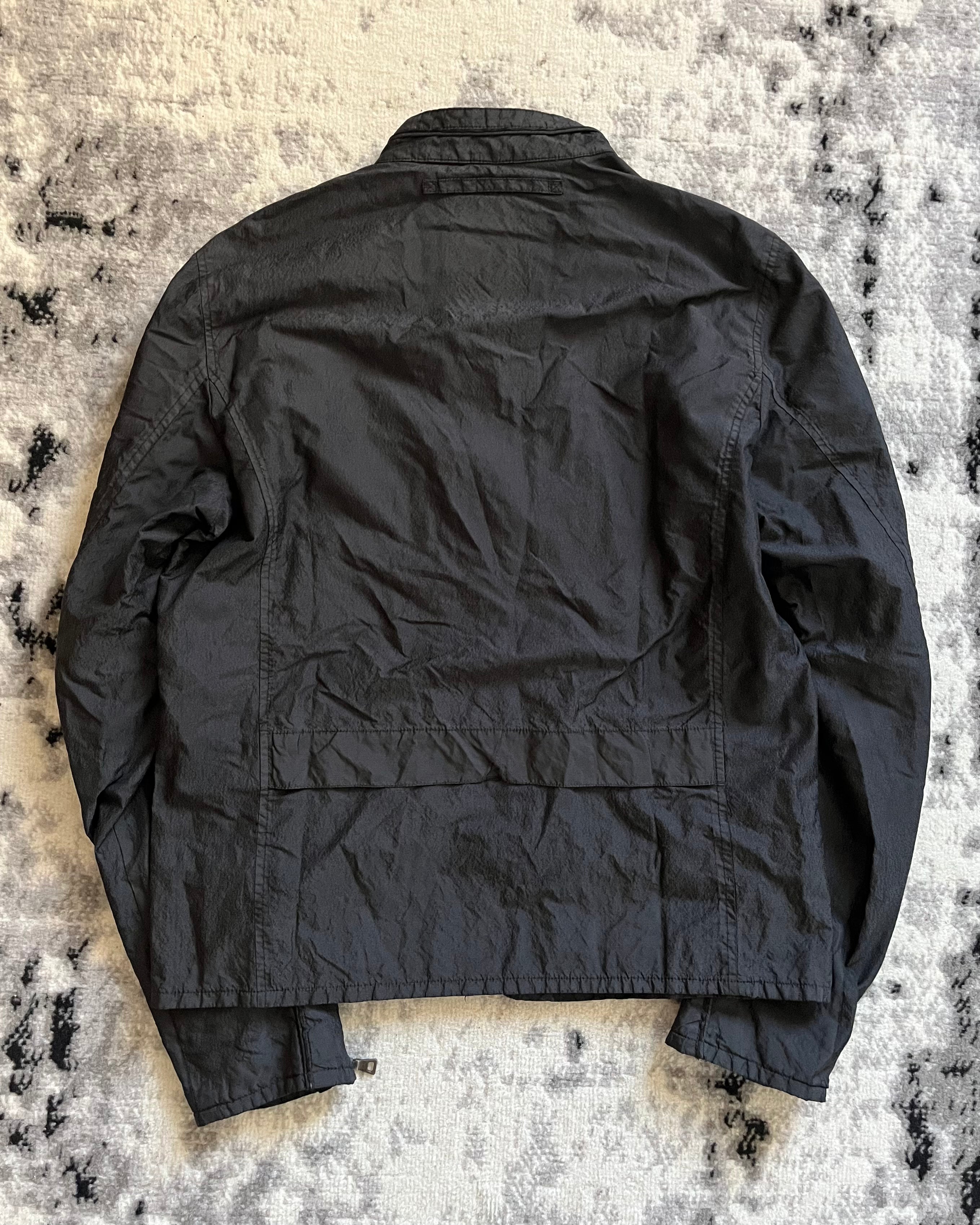 00s プラダ バイカー ナイロン シャドウ ブラック メタル ジャケット (M/L)