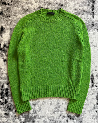AW16 Prada Electric Green Double-Shoulder Sweater (S)