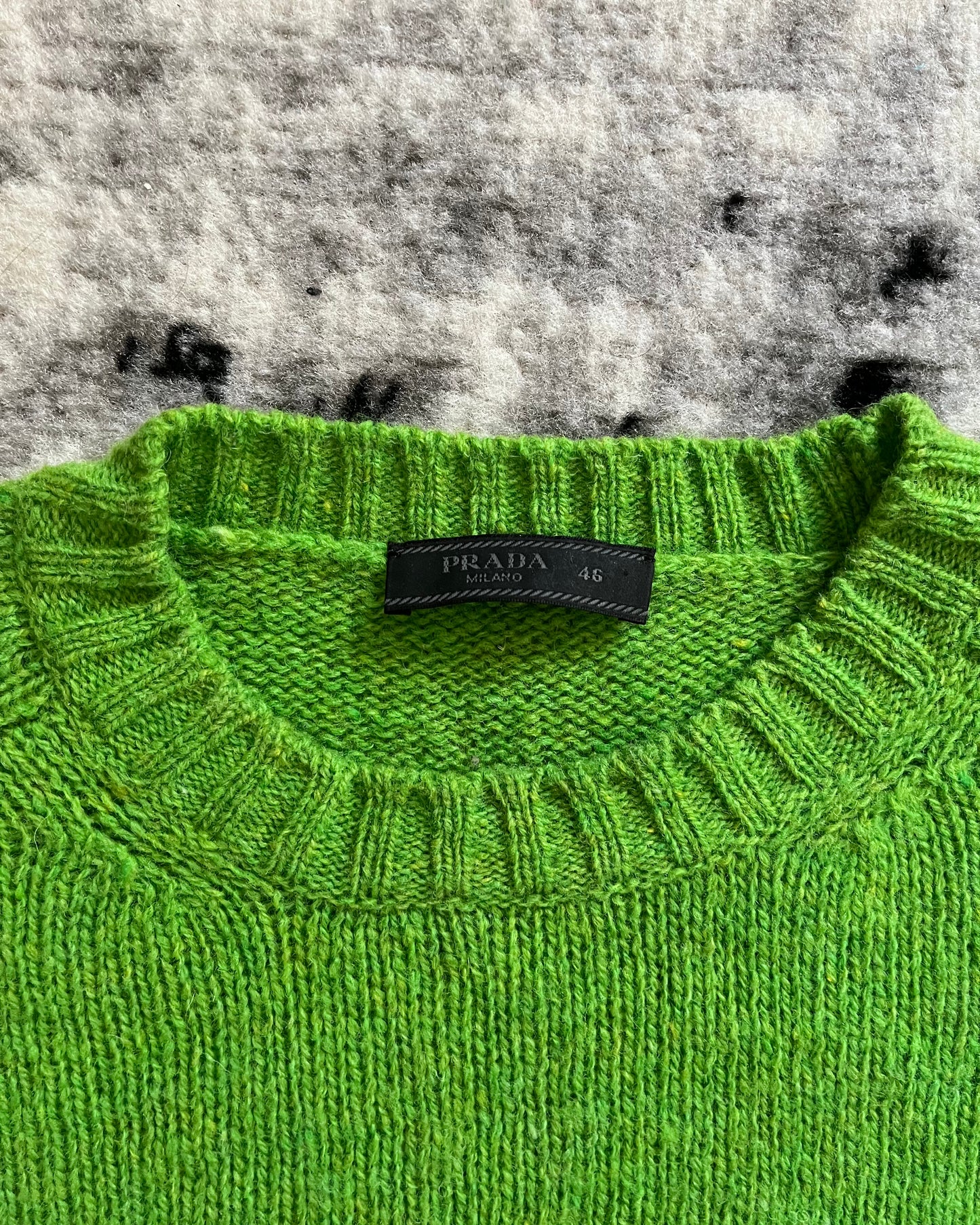 AW16 Prada Electric Green Double-Shoulder Sweater (S)