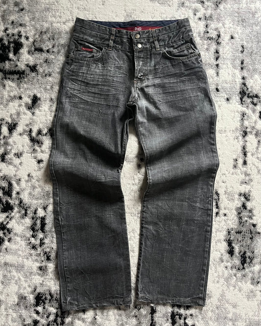 AW03 Dolce & Gabbana Grey Waxed Wash Jeans (M)