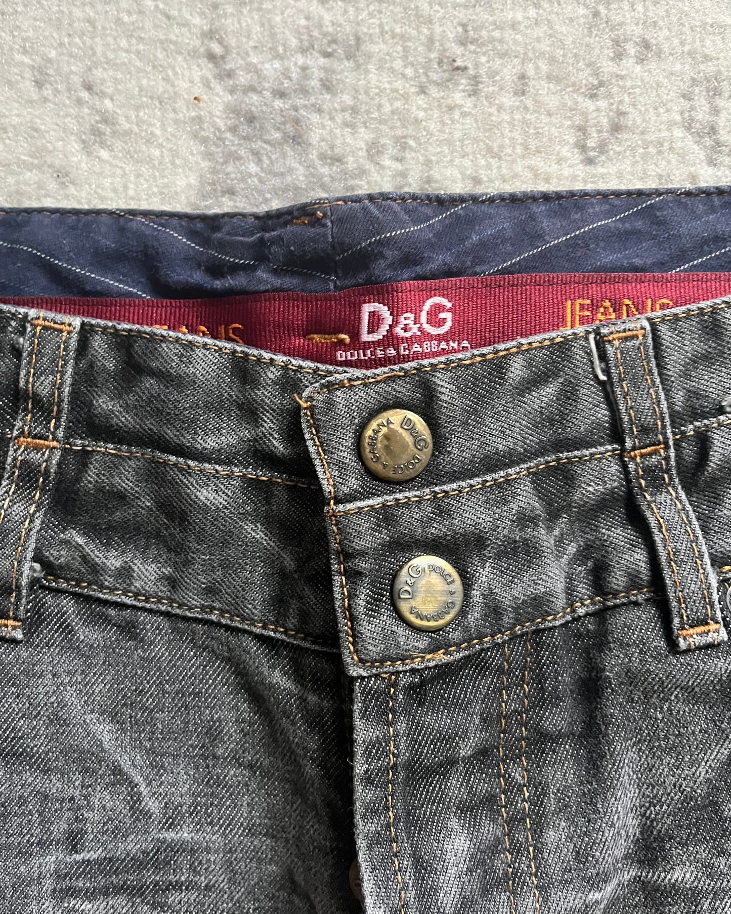 AW03 Dolce &amp; Gabbana 灰色打蜡水洗牛仔裤 (M)