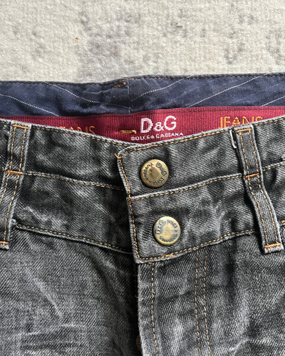 AW03 Dolce & Gabbana Grey Waxed Wash Jeans (M)