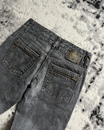 AW03 Dolce & Gabbana Grey Waxed Wash Jeans (M)