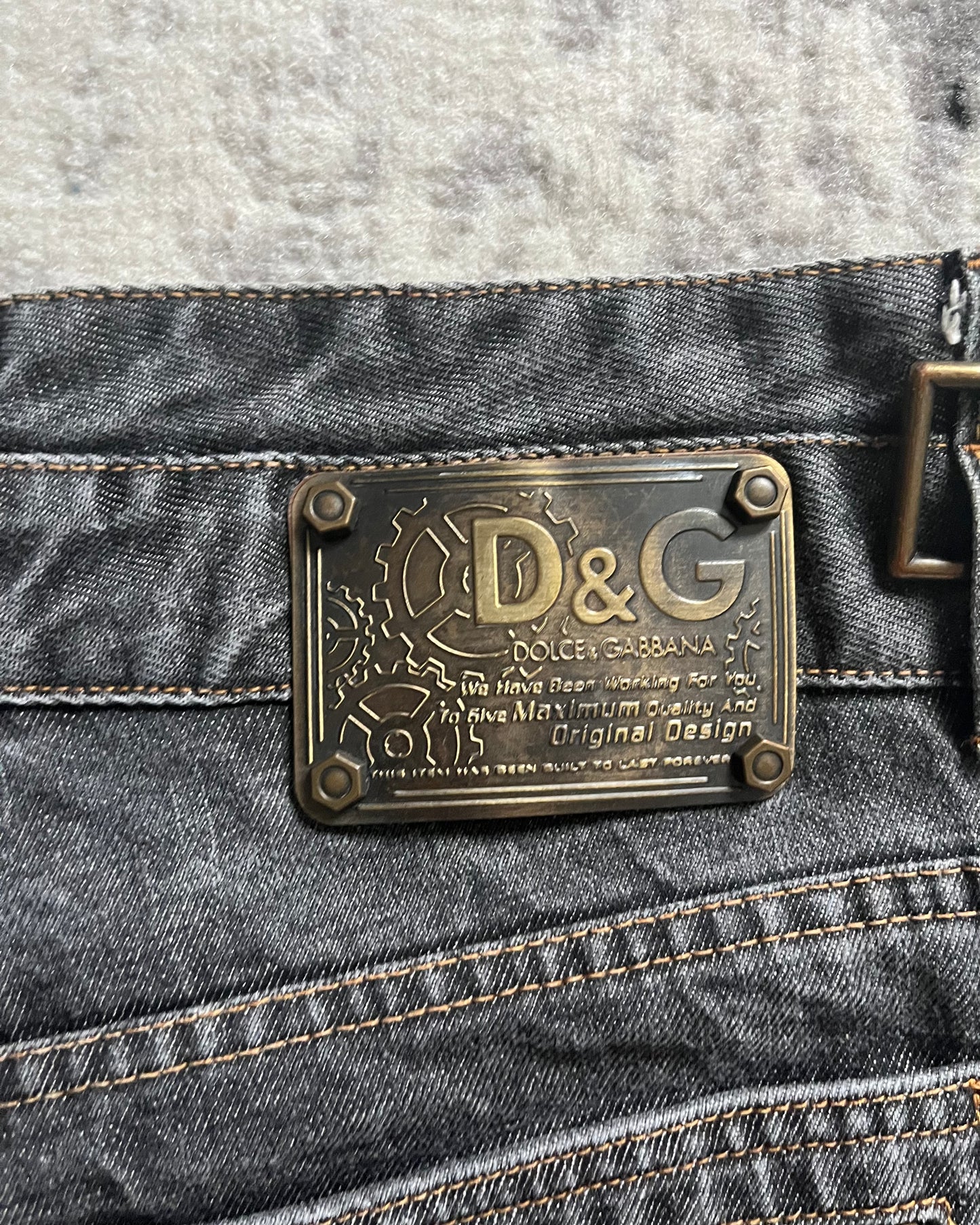 AW03 Dolce & Gabbana Grey Waxed Wash Jeans (M)