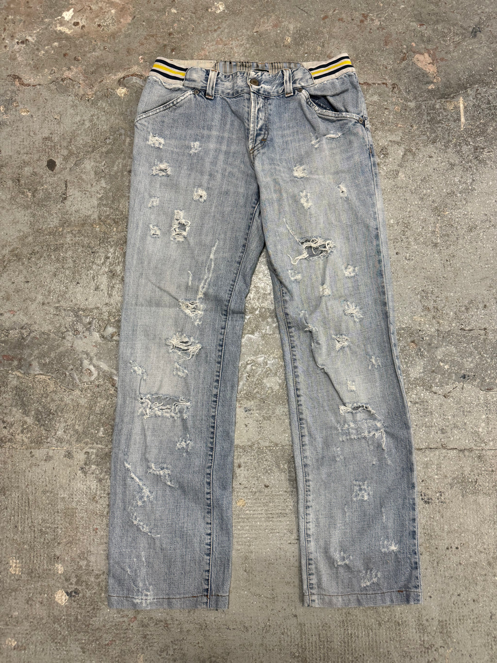 SS2006 Dolce & Gabbana Blue Distressed Denim Jeans (S)