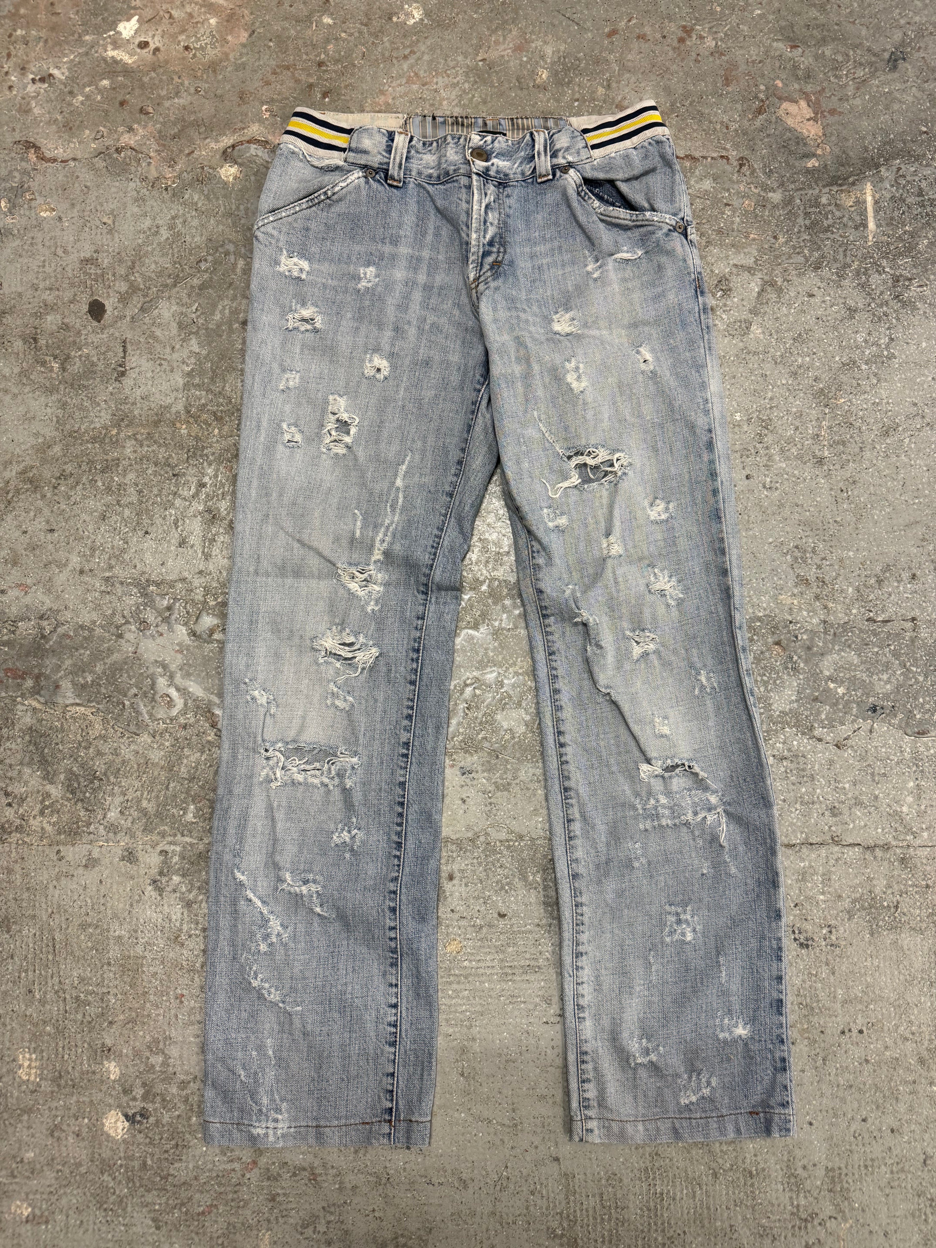 SS2006 Dolce & Gabbana Blue Distressed Denim Jeans (S)