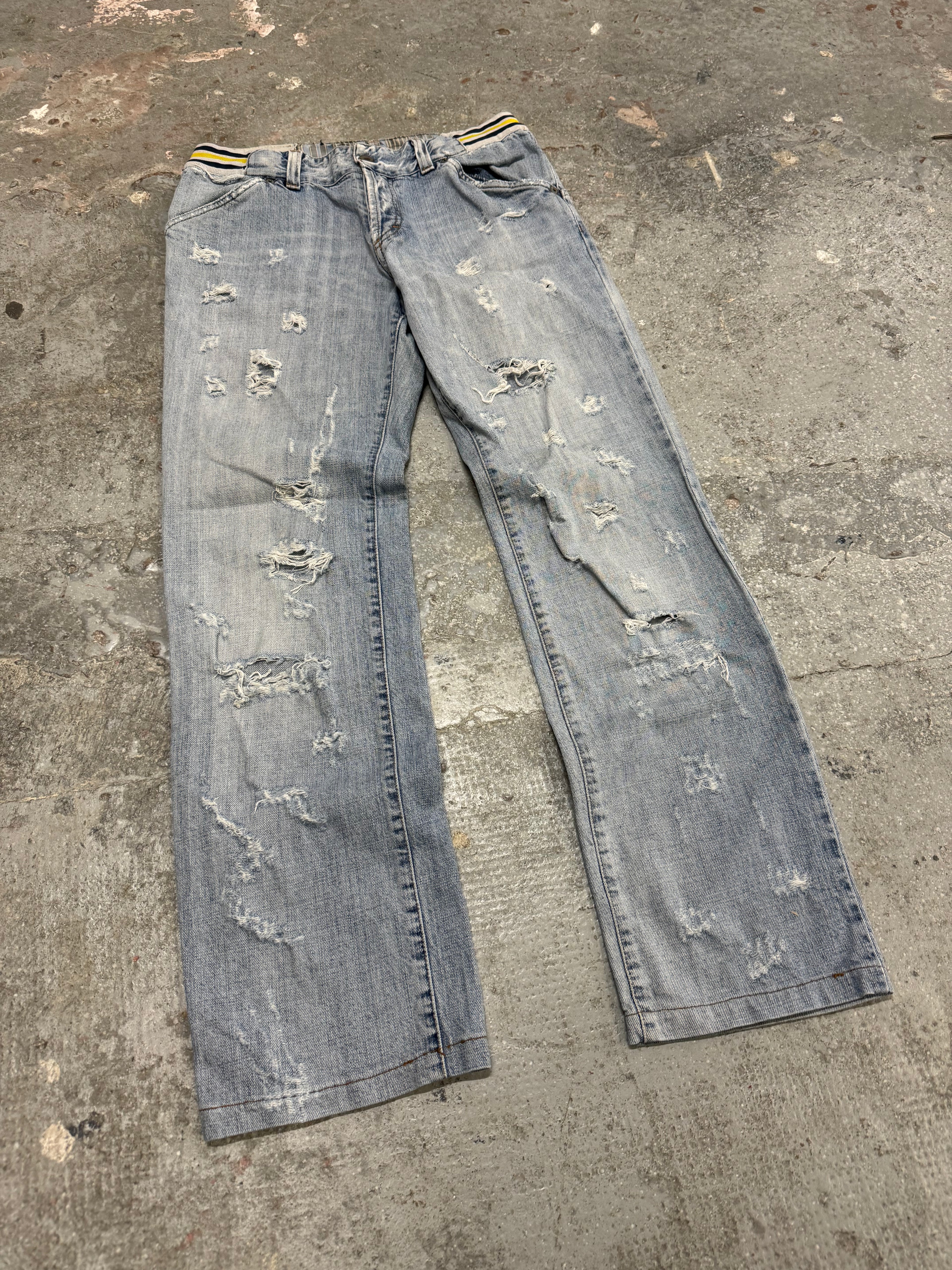 SS2006 Dolce & Gabbana Blue Distressed Denim Jeans (S)