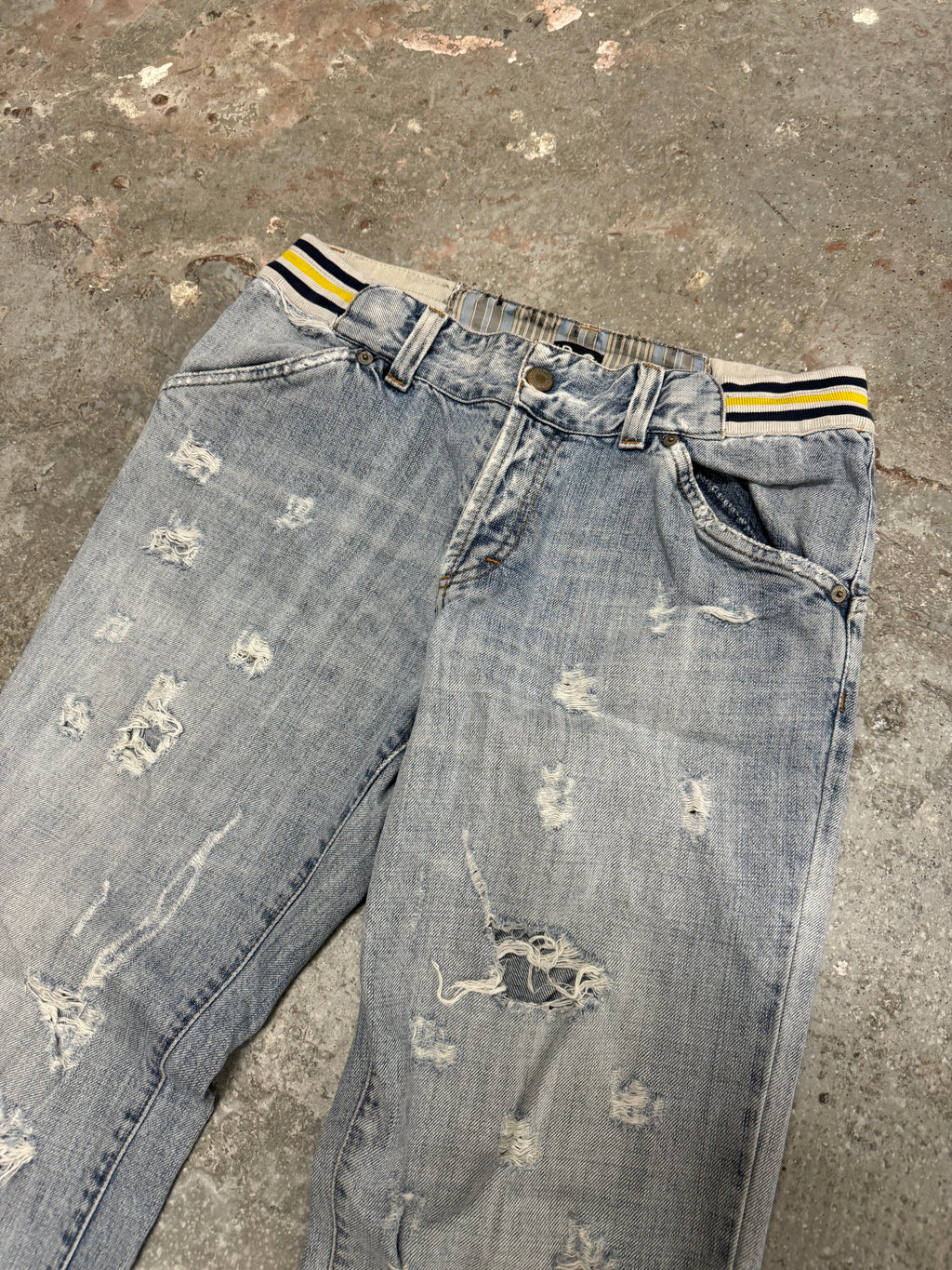 SS2006 Dolce & Gabbana Blue Distressed Denim Jeans (S)