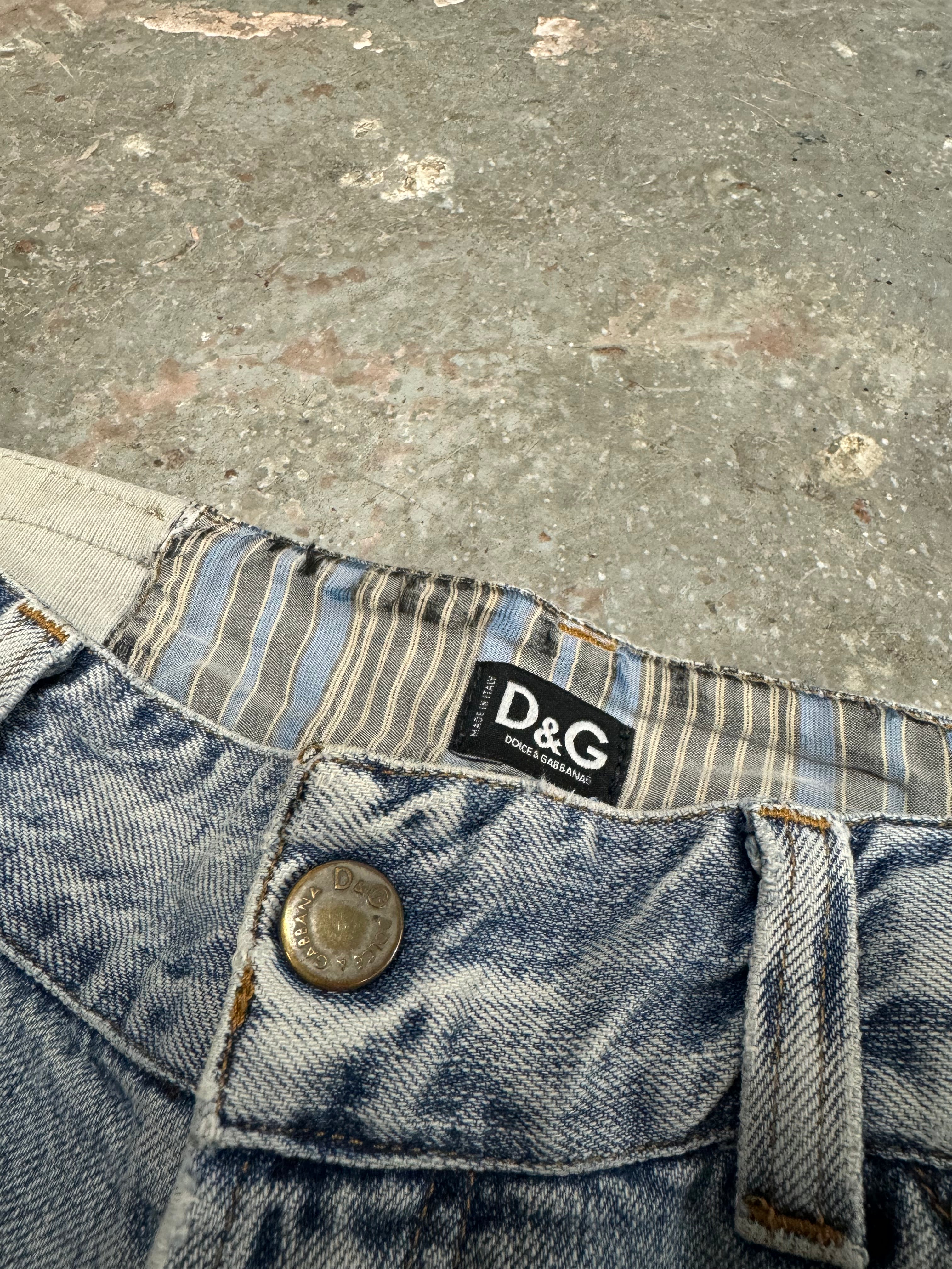 SS2006 Dolce & Gabbana Blue Distressed Denim Jeans (S)