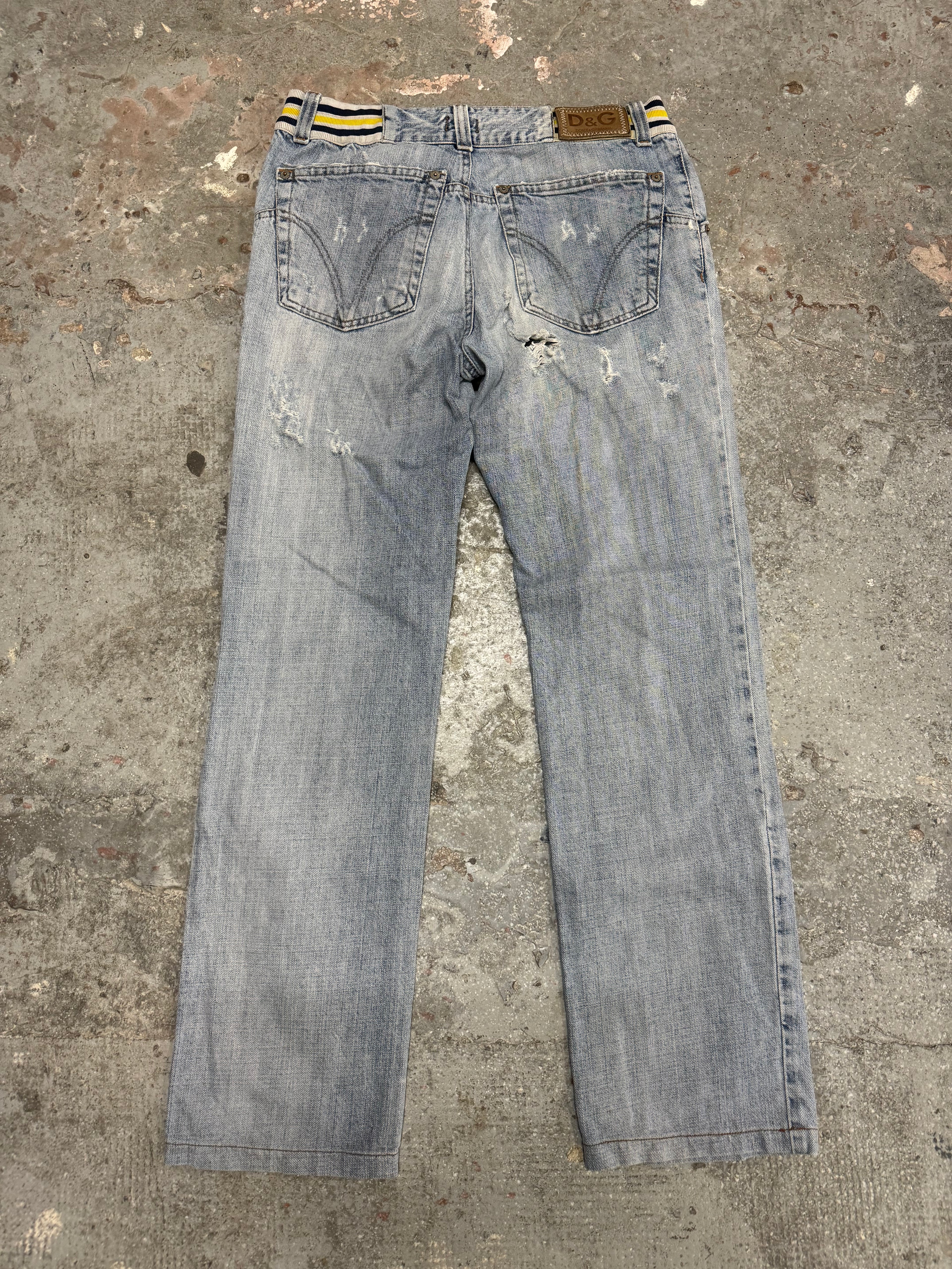 SS2006 Dolce & Gabbana Blue Distressed Denim Jeans (S)