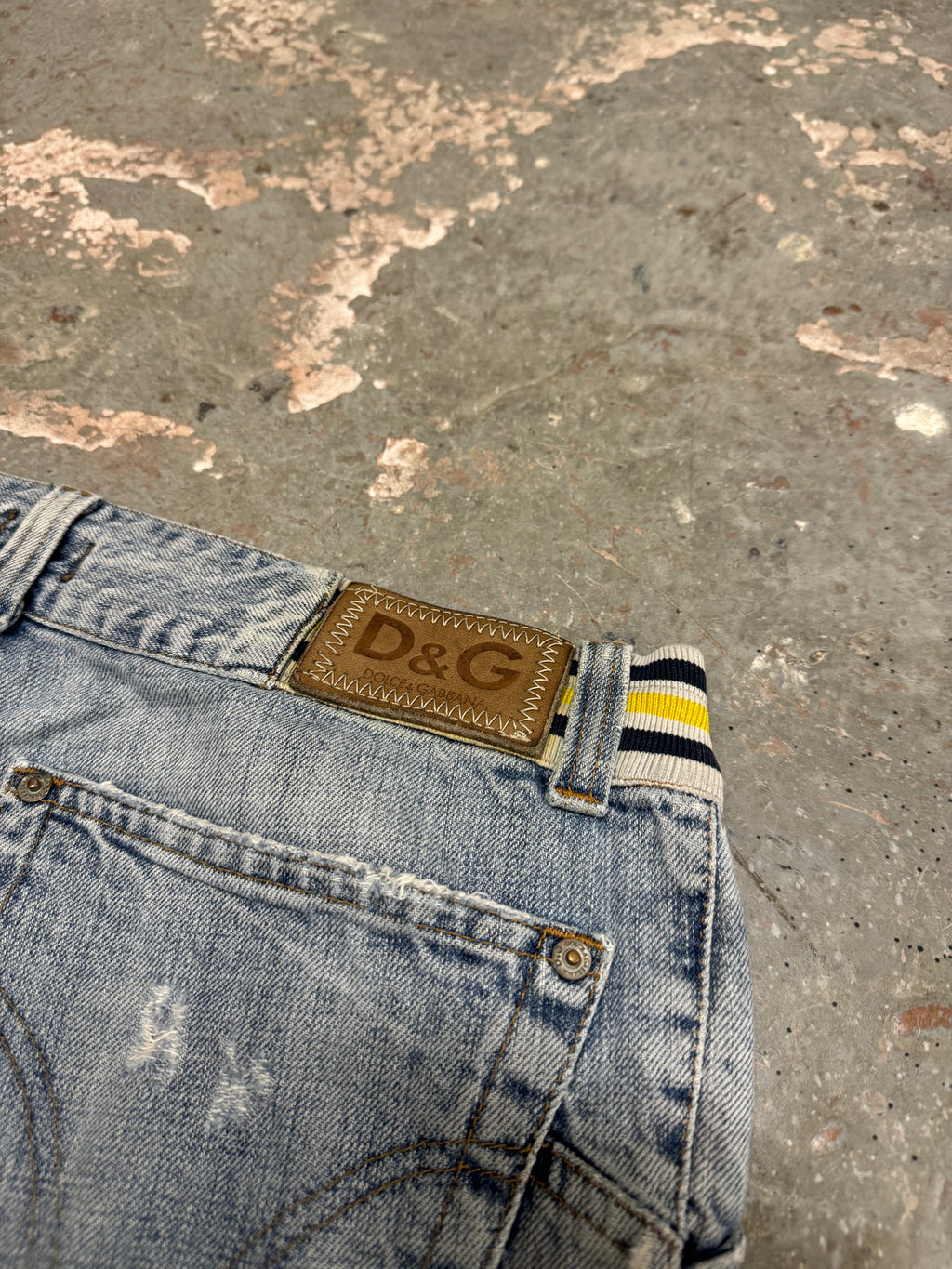 SS2006 Dolce & Gabbana Blue Distressed Denim Jeans (S)