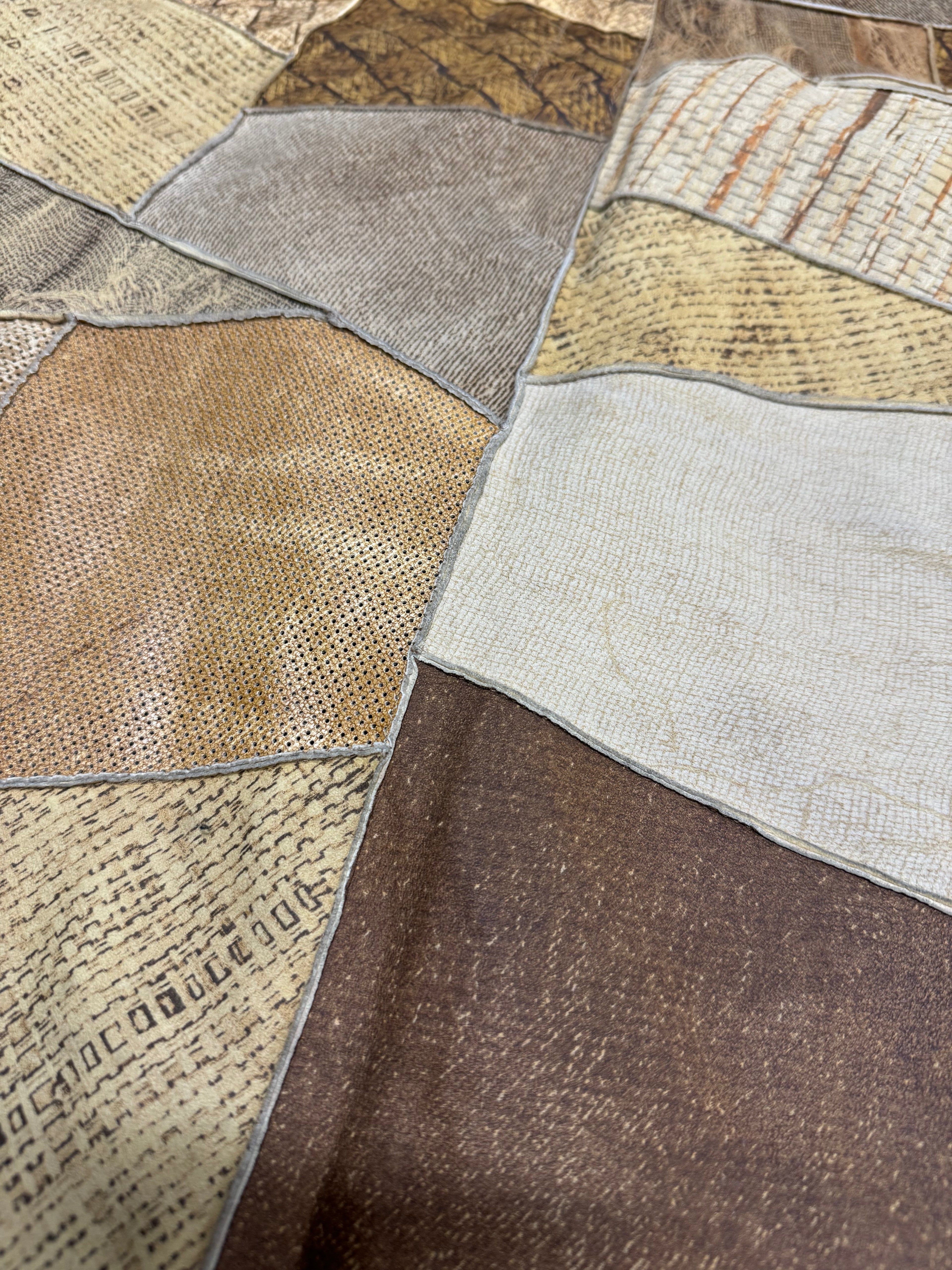 2000s Roberto Cavalli Patchwork Hybrid Leather Camel Skirt (S)