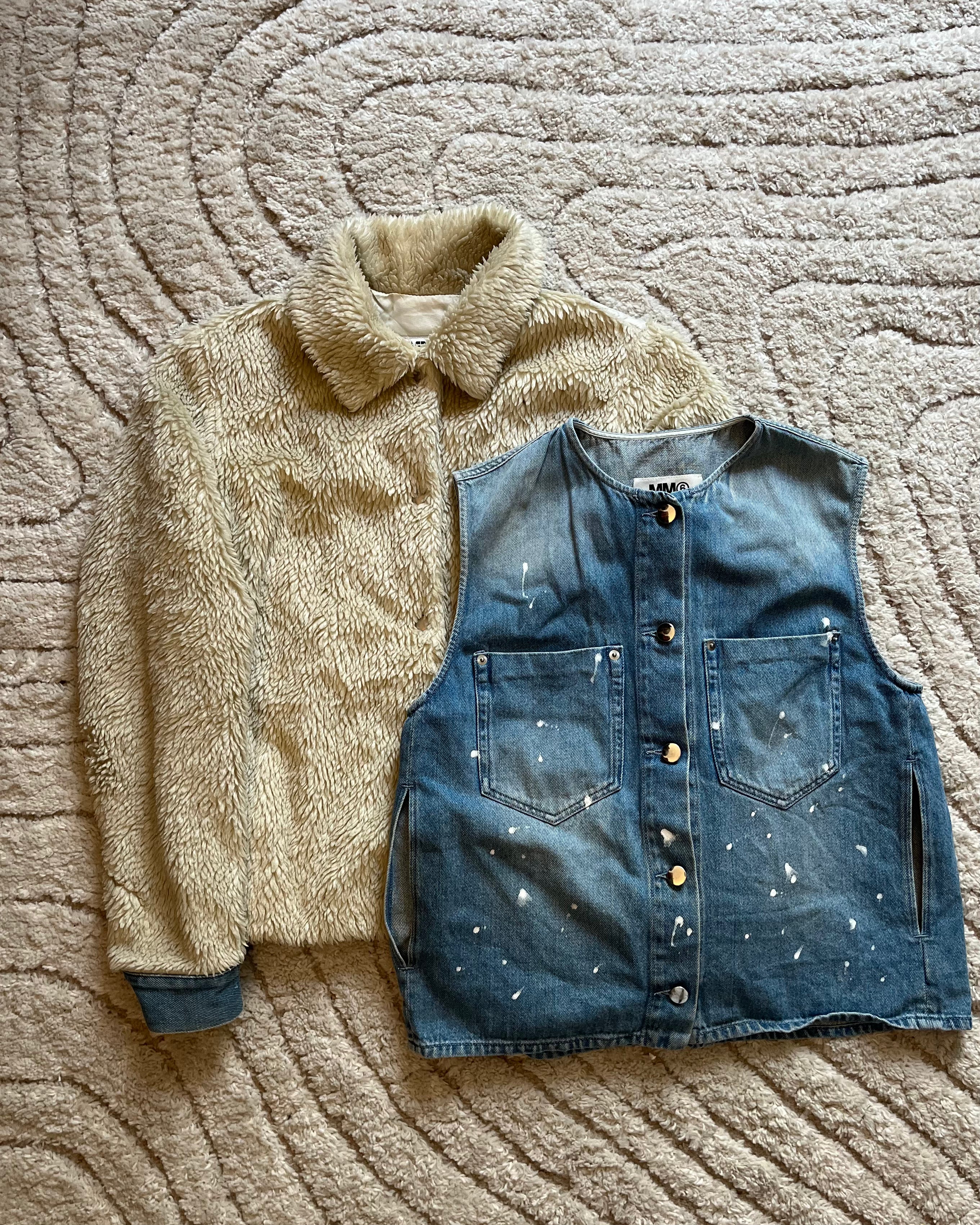 メゾン マルジェラ - MM6 2 in 1 ファー デニム ジャケット (M)