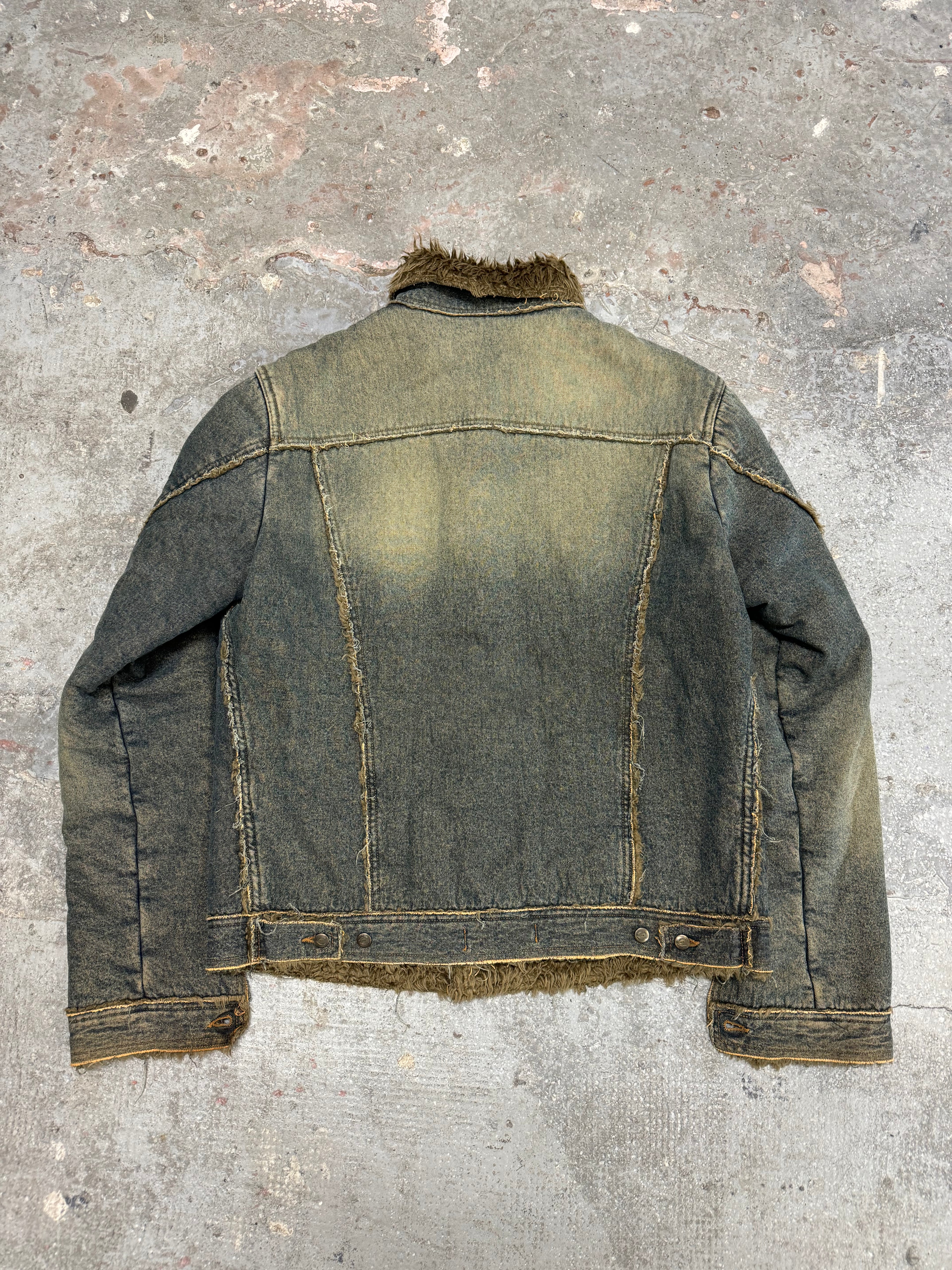 AW2005 Roberto Cavalli Blue Denim Fur Faded Jacket (L)