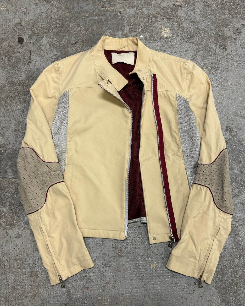 SS2000 Prada Beige Light Padded Biker Jacket (XS/S)