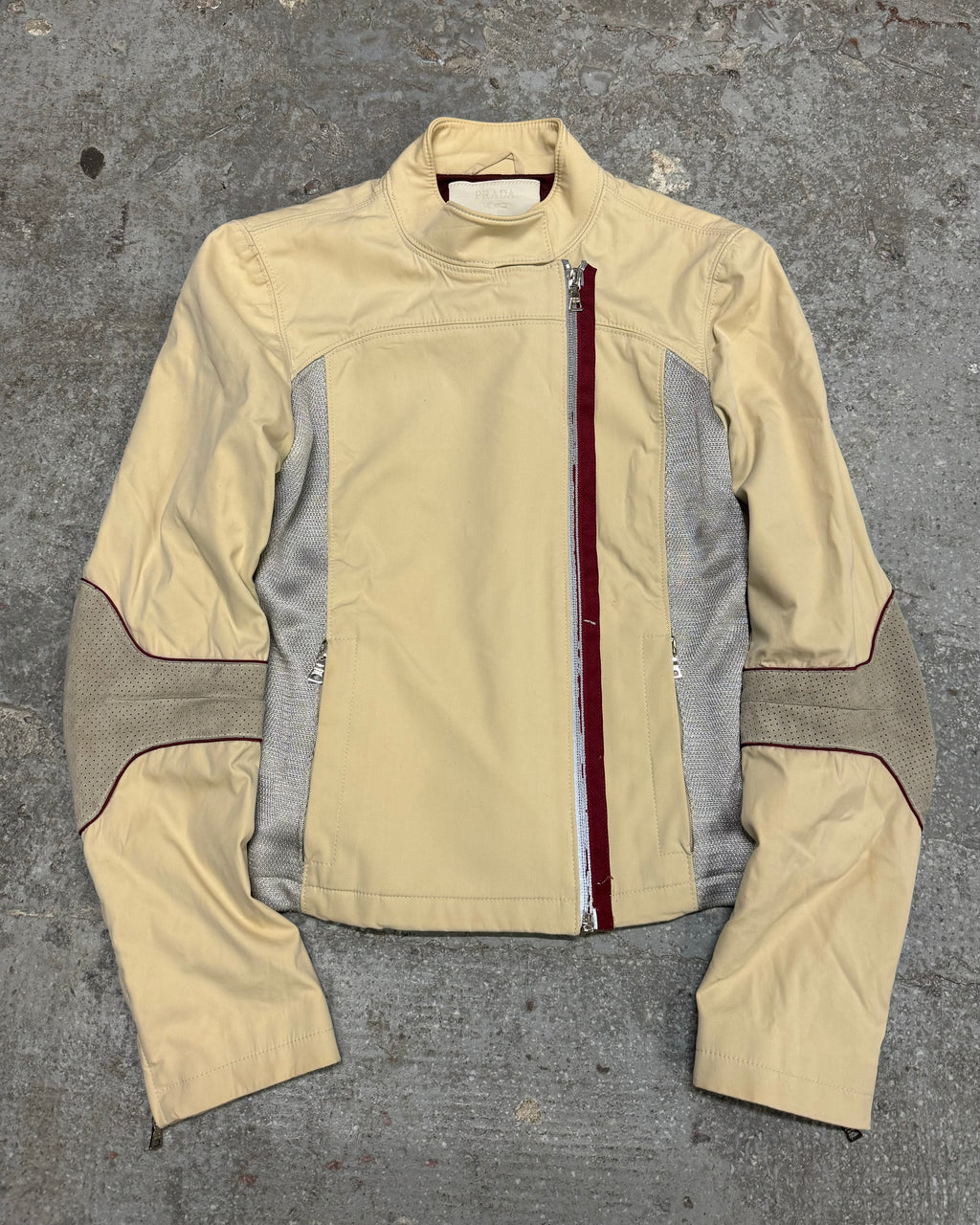 SS2000 Prada Beige Light Padded Biker Jacket (XS/S)