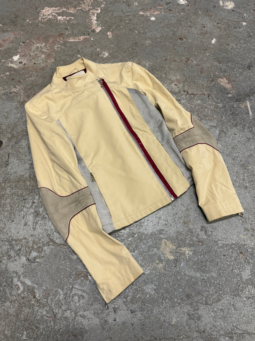 SS2000 Prada Beige Light Padded Biker Jacket (XS/S)