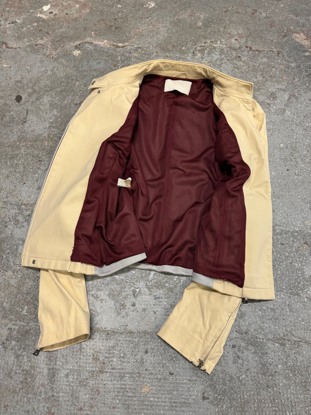 SS2000 Prada Beige Light Padded Biker Jacket (XS/S)